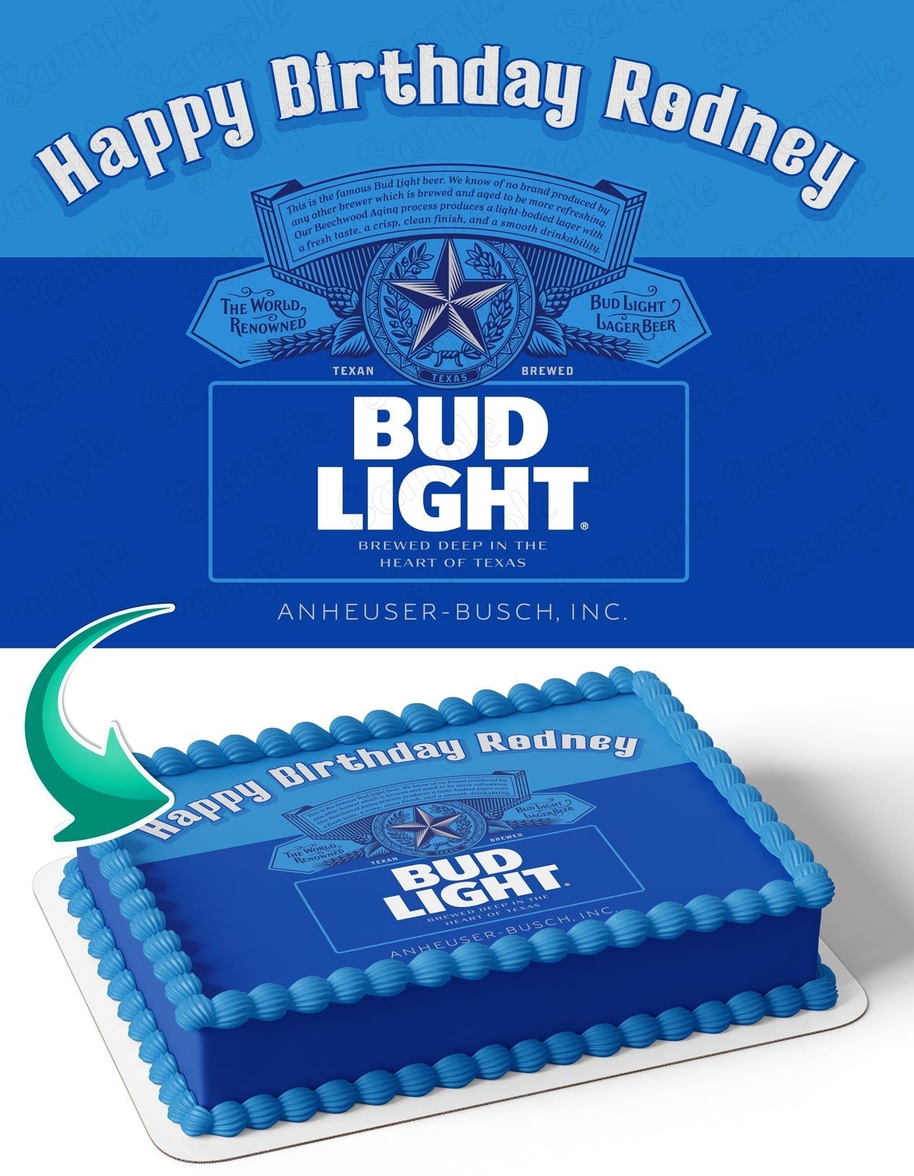 Bud Light Beer Edible Cake Topper