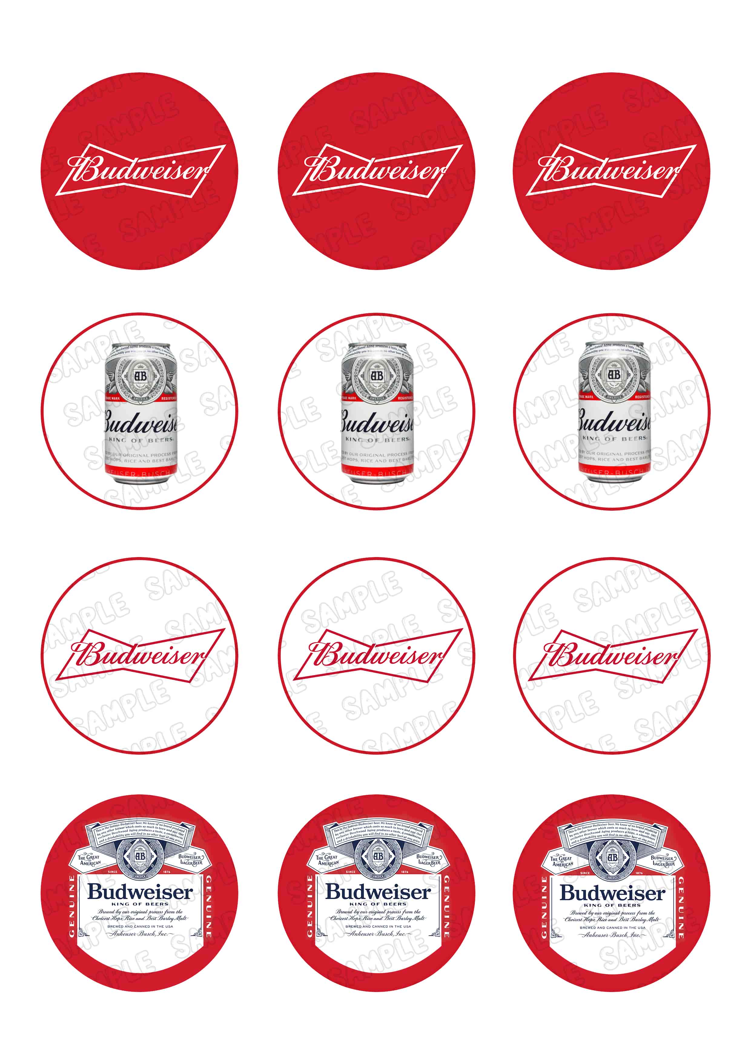 Bud Beer Weiser Edible Cupcake Toppers – Round Icing Sheet Birthd - Edible Cake Topper | Icing Sheet | Birthday Cake Decoration