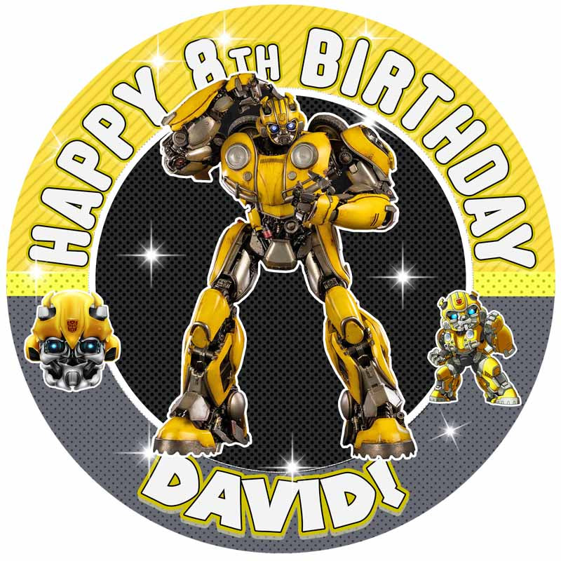Bumblebee Transformers Cars Trucks Round – Icing Sheet Birthday - Personalized Edible Cake Topper | Custom Icing Sheet | Birthday Cake Decoration