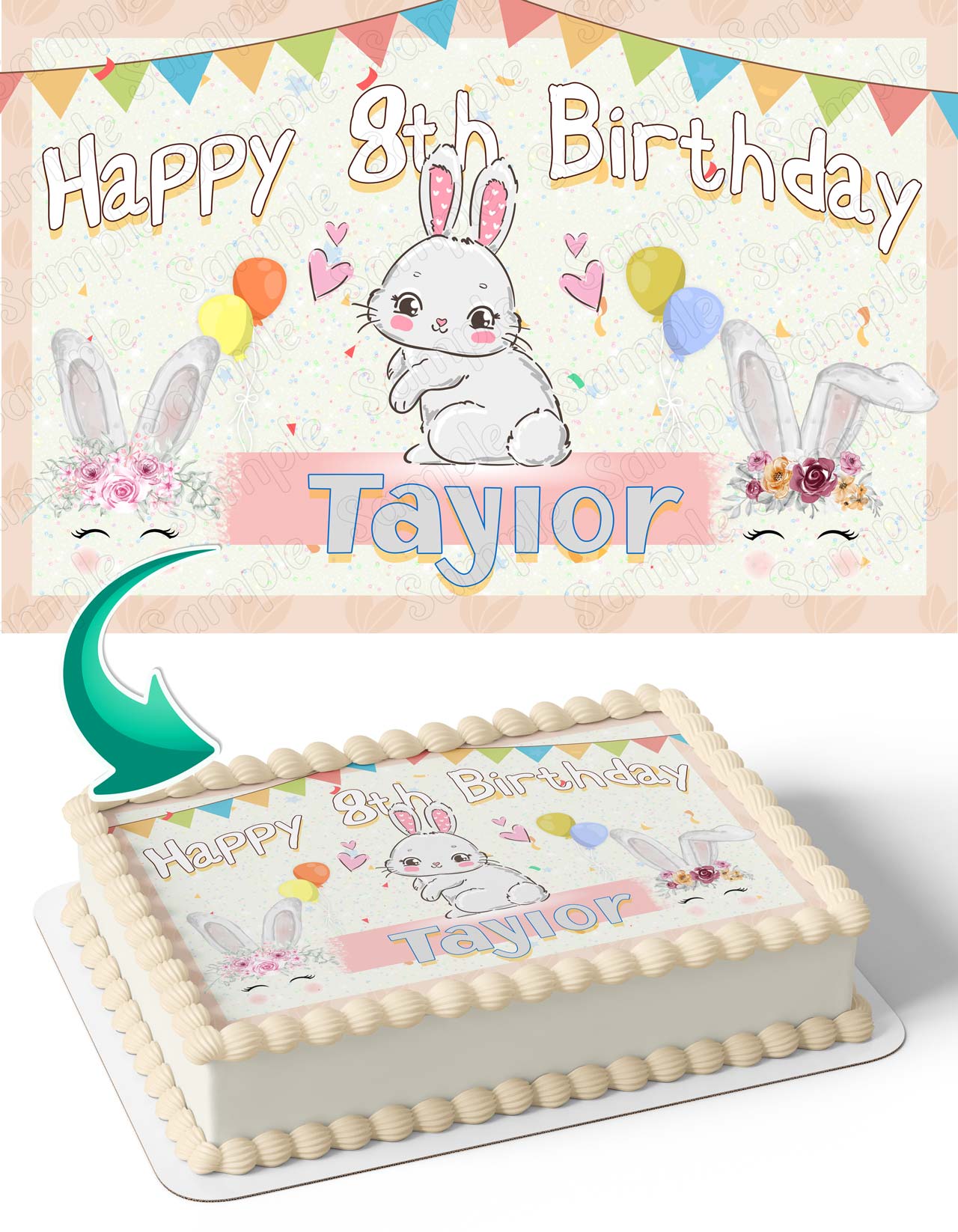 Bunny Easter Cute Princess Rabbit Edible Cake Topper