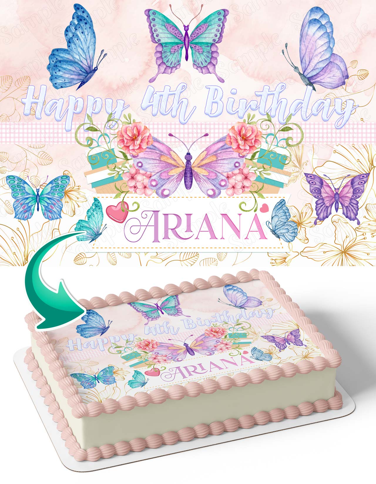 Butterfly Cute Girls Edible Cake Topper