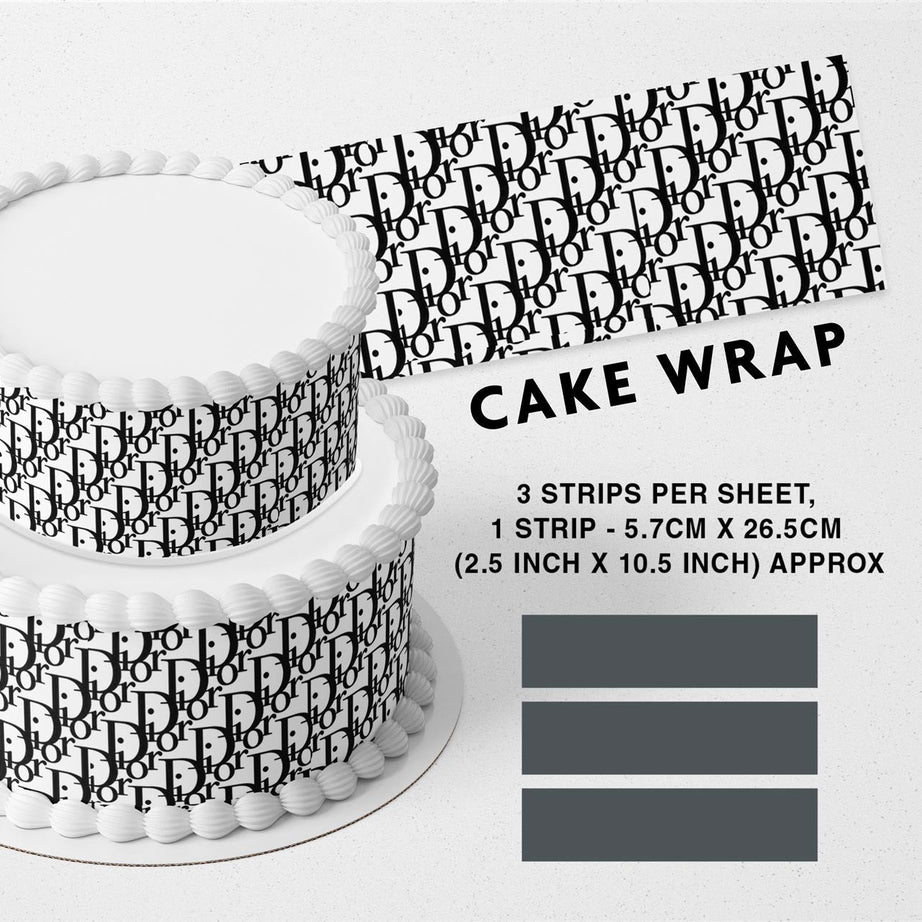 Dior Strips Edible Icing Printed Cake Wrap Strips Topper Ribbon Border image 0