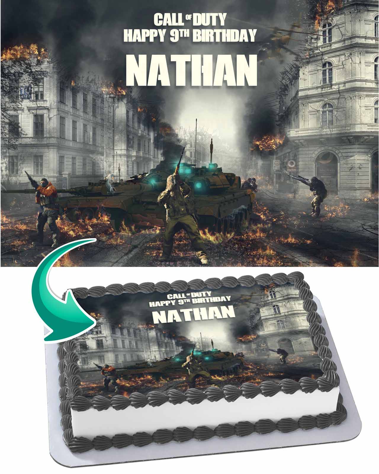 Call Duty War Gamer Edible Cake Topper