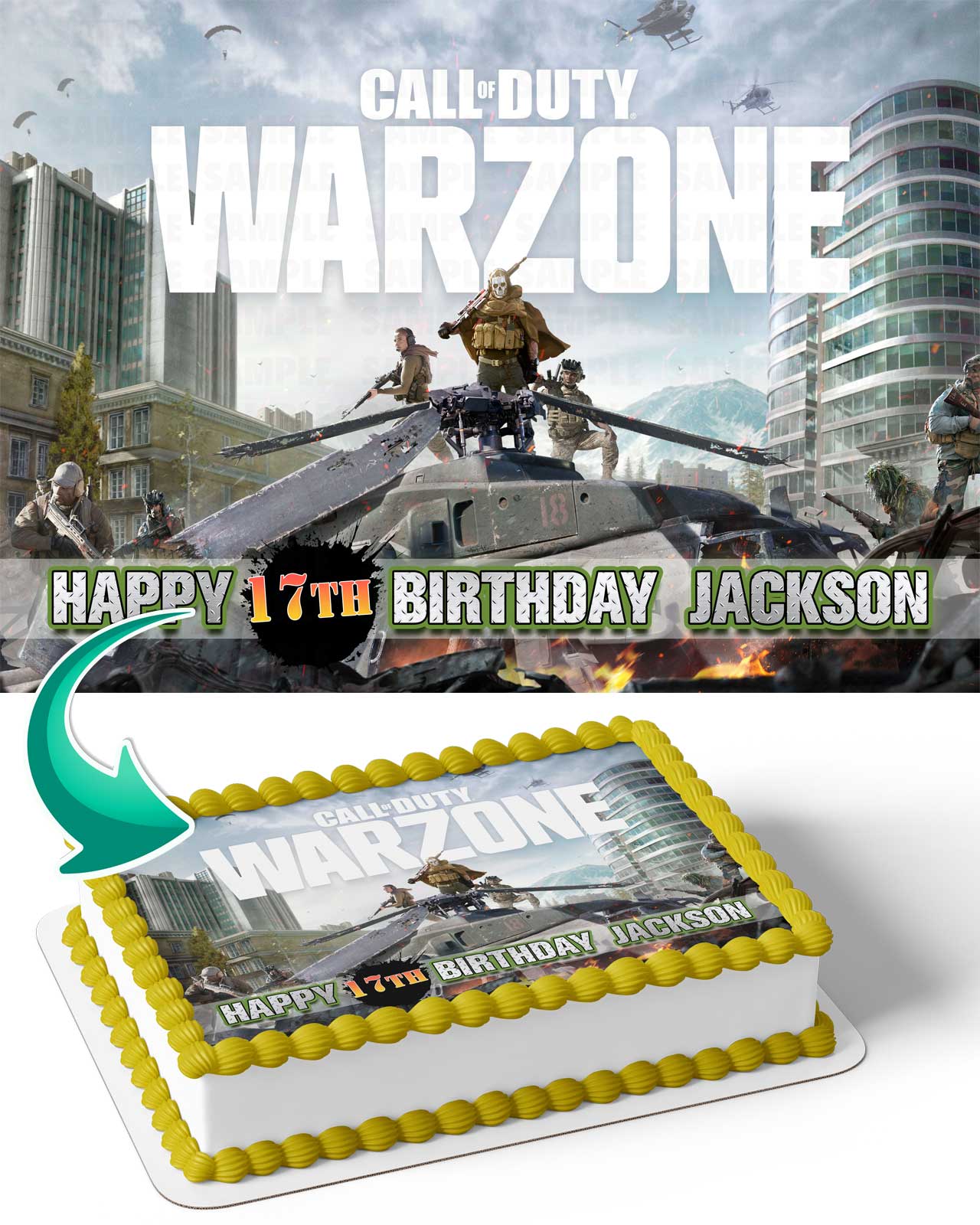 Call to War DutyWar Zone Edible Cake Topper