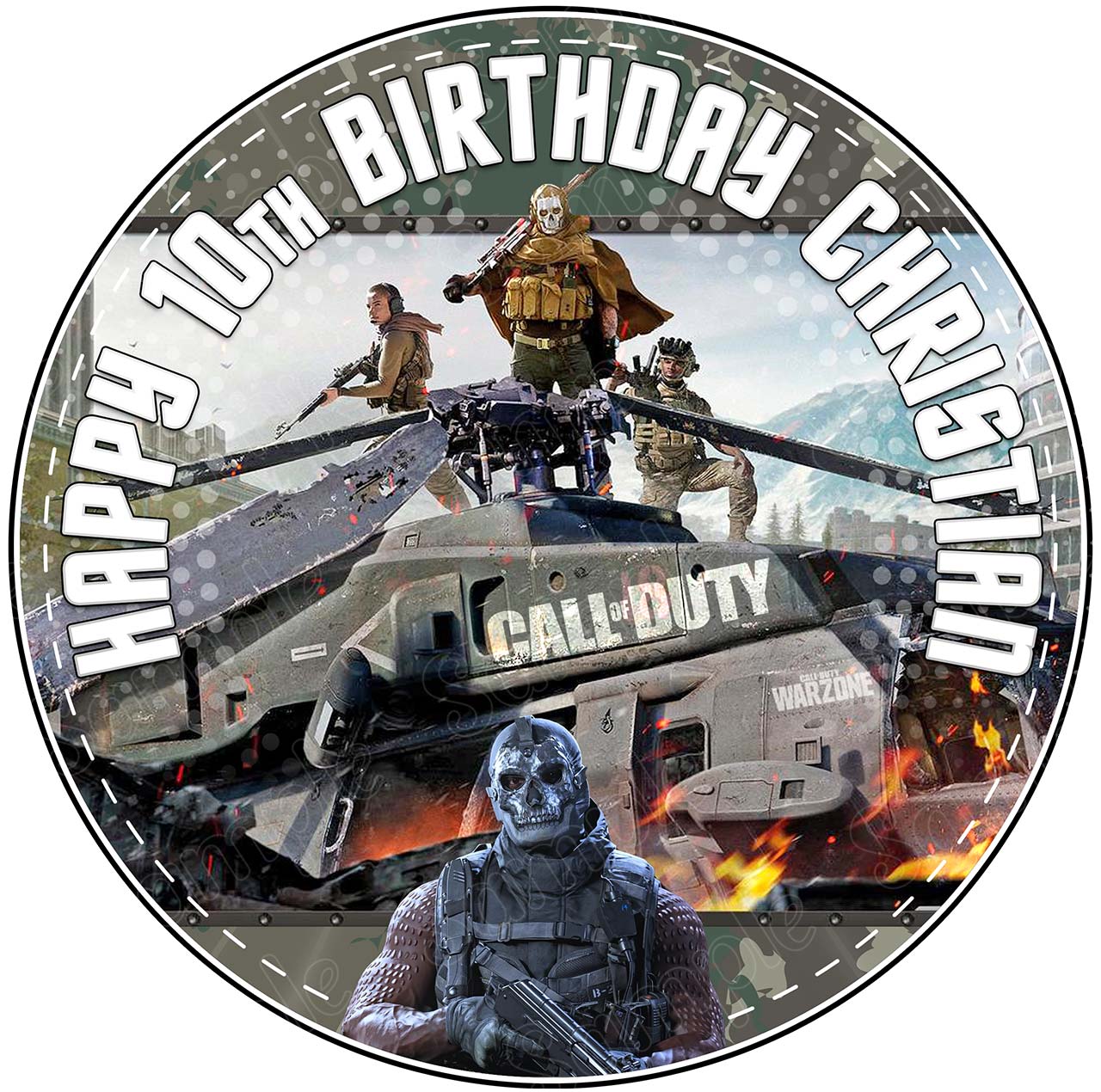 Call of Duty War Zone Gamers Duty Round – Icing Sheet Birthday - Personalized Edible Cake Topper | Custom Icing Sheet | Birthday Cake Decoration