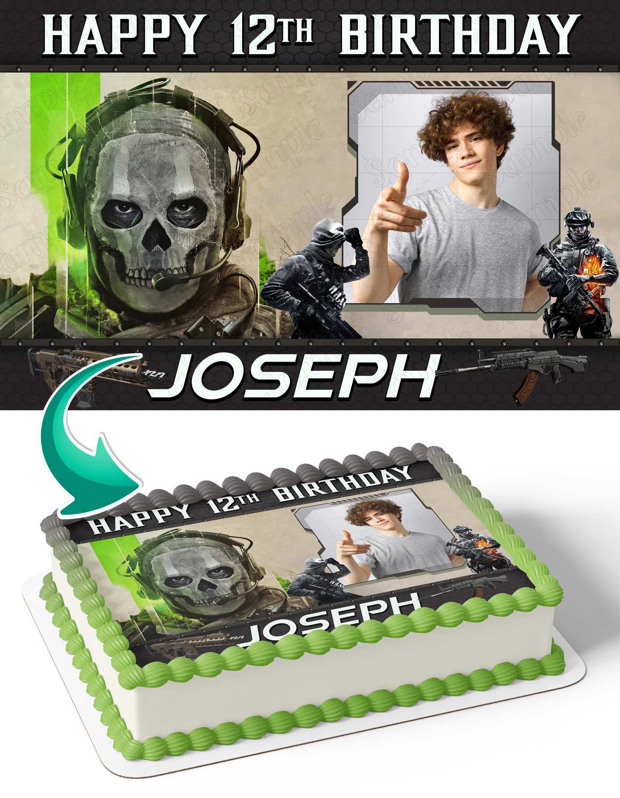 Call of Duty Gamer Duty Warzone Photo Frame – Birthday Image - Personalized Edible Cake Topper | Custom Icing Sheet | Birthday Cake Decoration