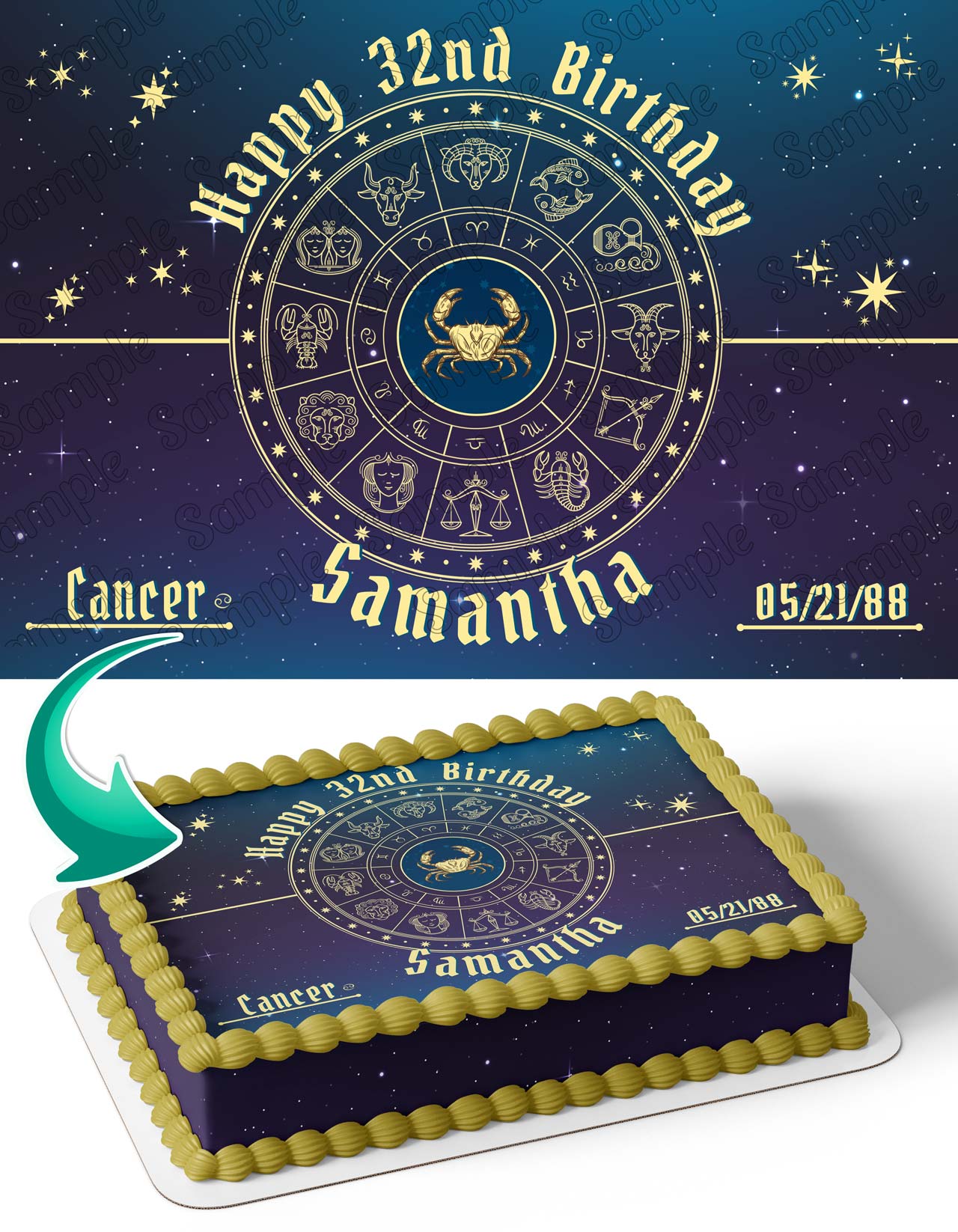 Cancer Horoscope Astrology Zodiac Edible Cake Topper