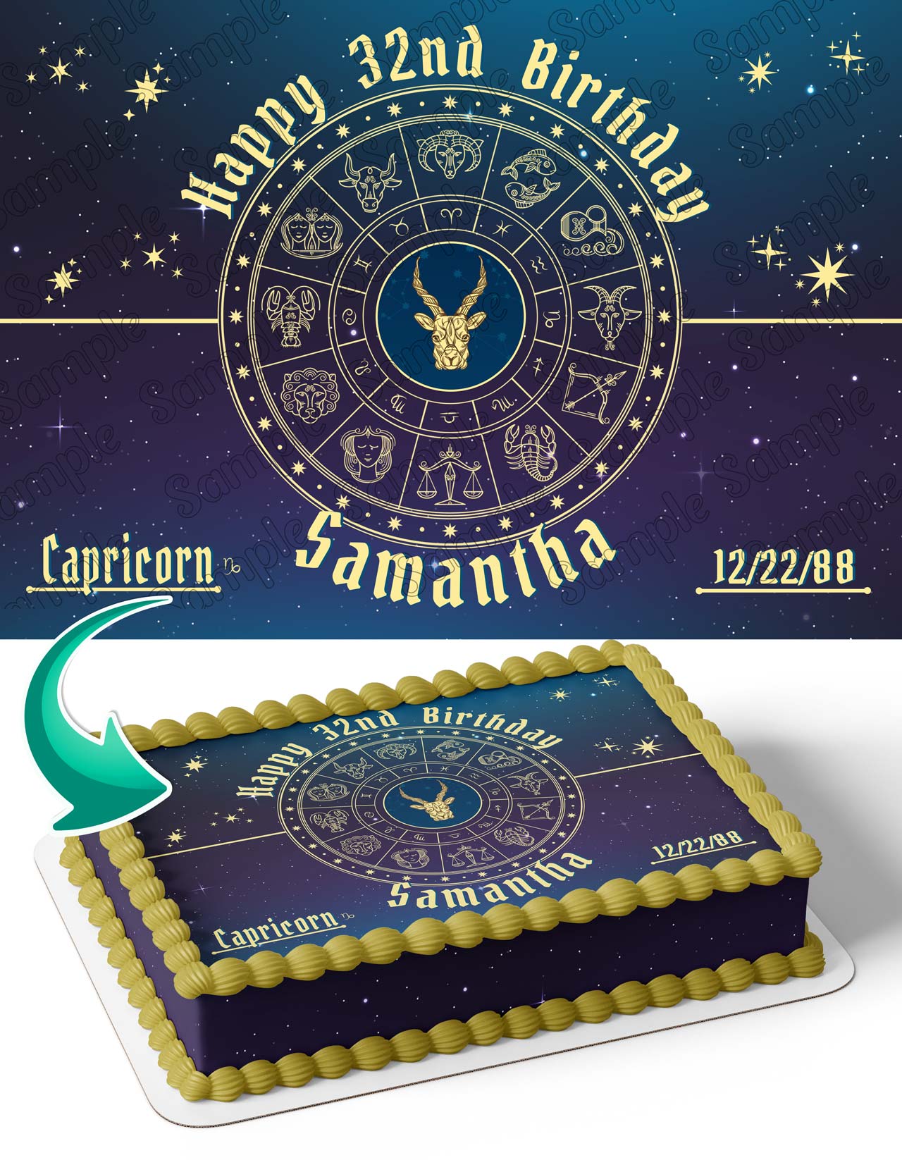 Capricorn Horoscope Astrology Zodiac Edible Cake Topper
