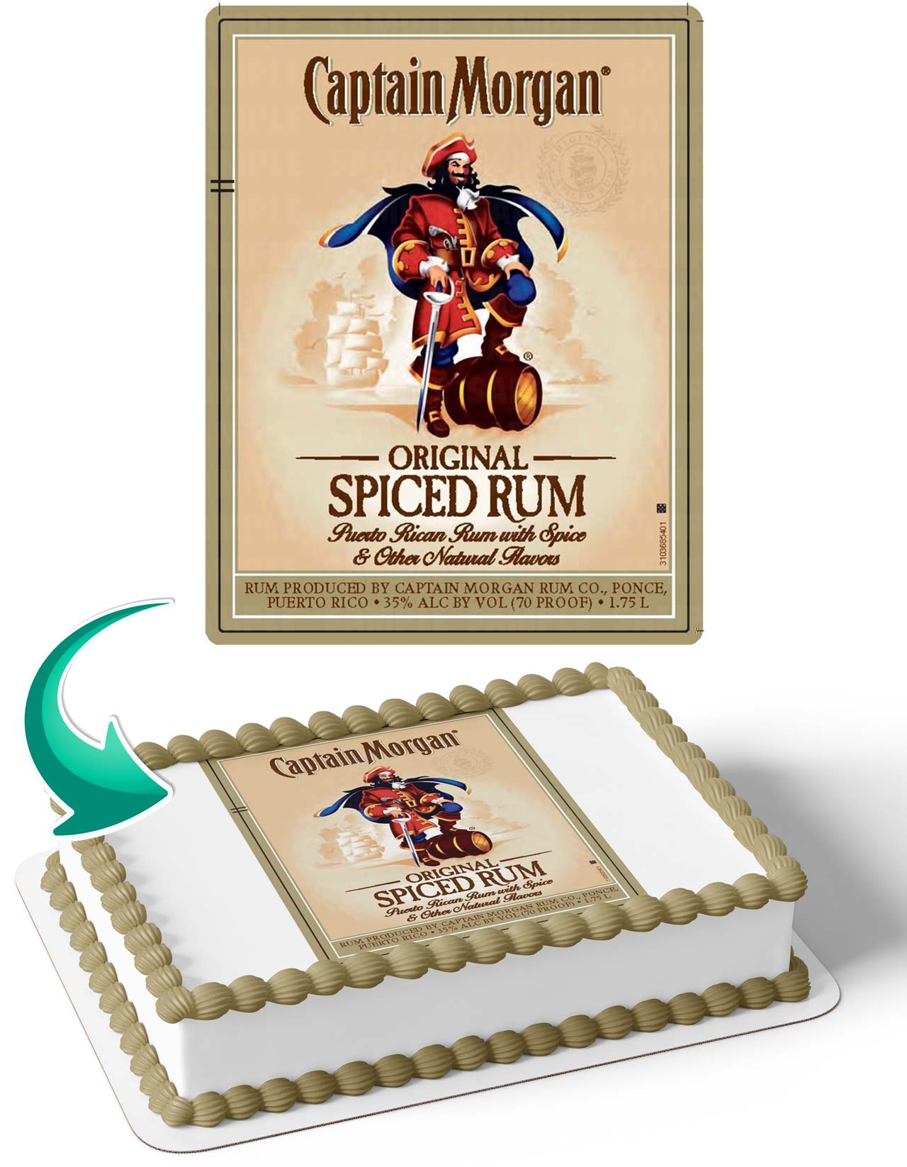 Captain Morgan Spiced Rum Edible Cake Topper