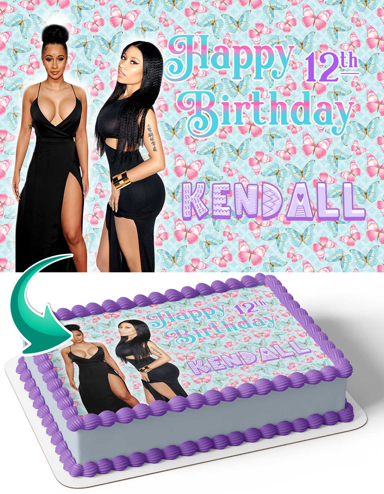 Cardi B Nicki Minaj Edible Cake Topper