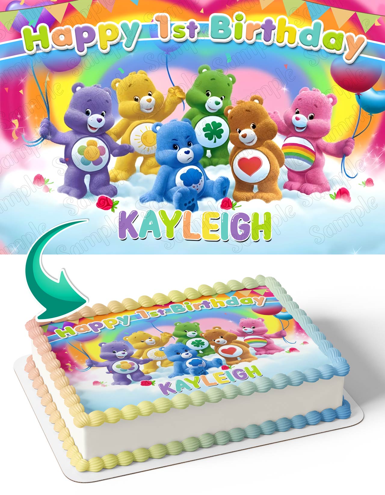 Care Bears Rainbow Edible Cake Topper