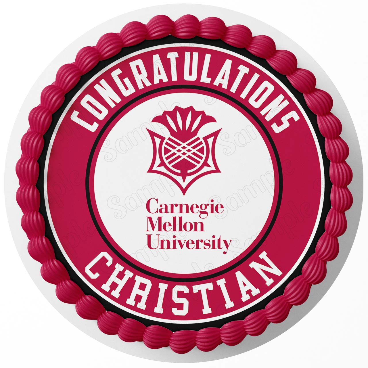 Carnegie Mellon University Round – Icing Sheet Birthday - Personalized Edible Cake Topper | Custom Icing Sheet | Birthday Cake Decoration