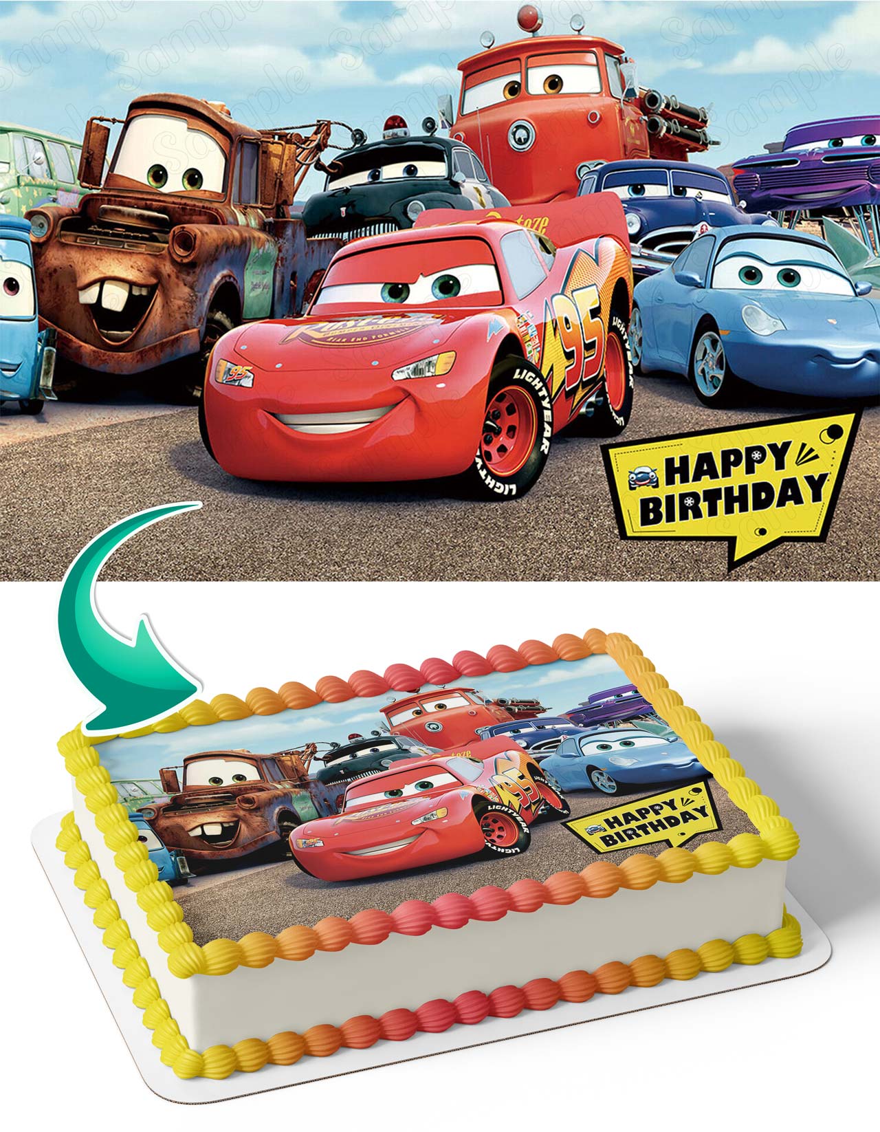 Cars Movie BB Edible Cake Topper
