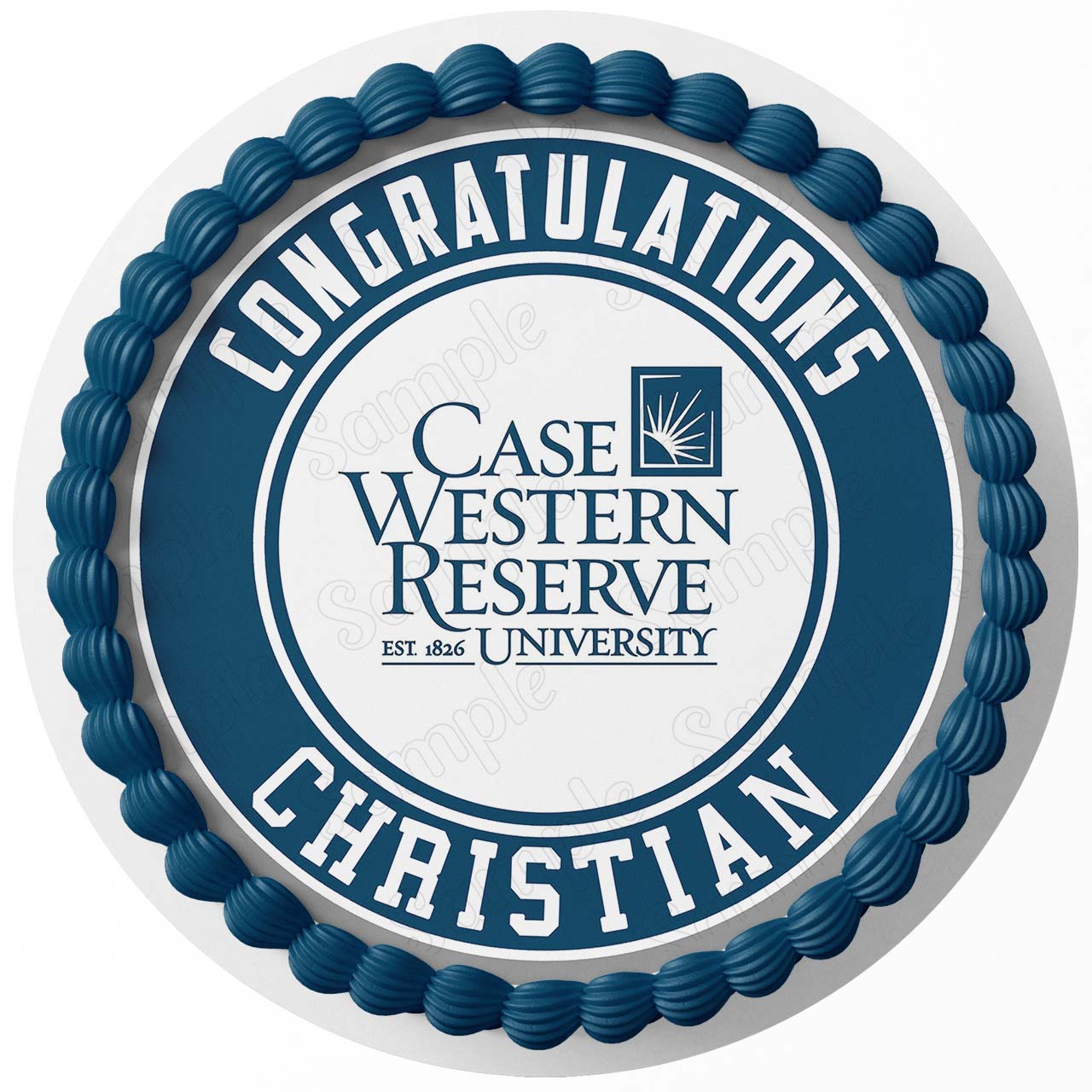 Case Western Reserve University Round – Icing Sheet Birthday - Personalized Edible Cake Topper | Custom Icing Sheet | Birthday Cake Decoration
