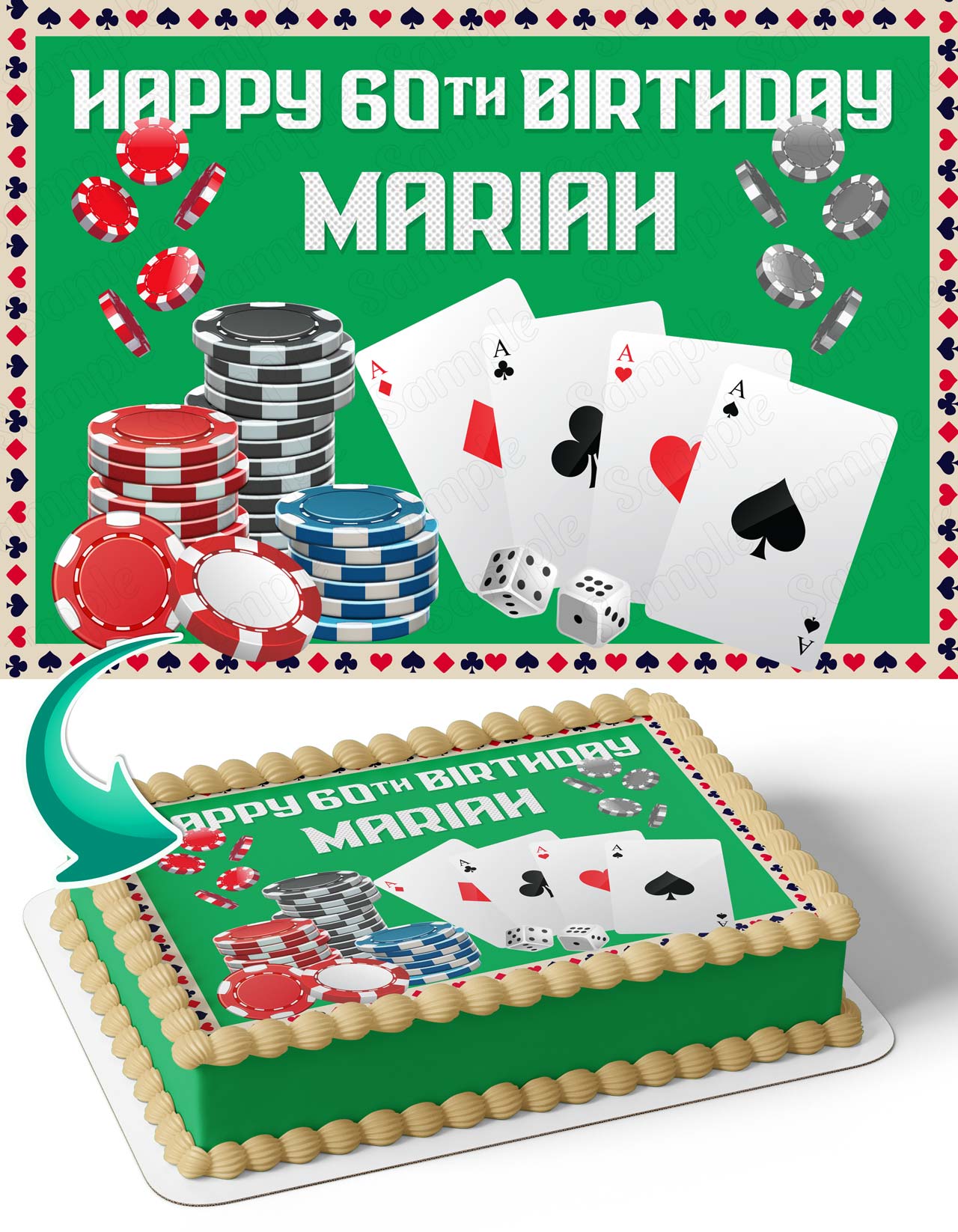 Casino Poker Desk Edible Cake Topper