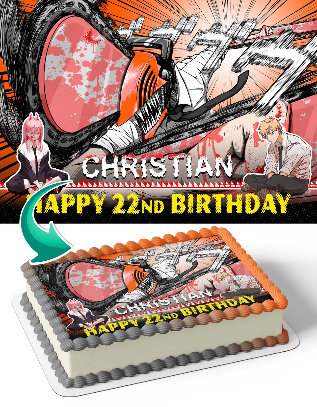 Chainsaw Man Edible Cake Topper