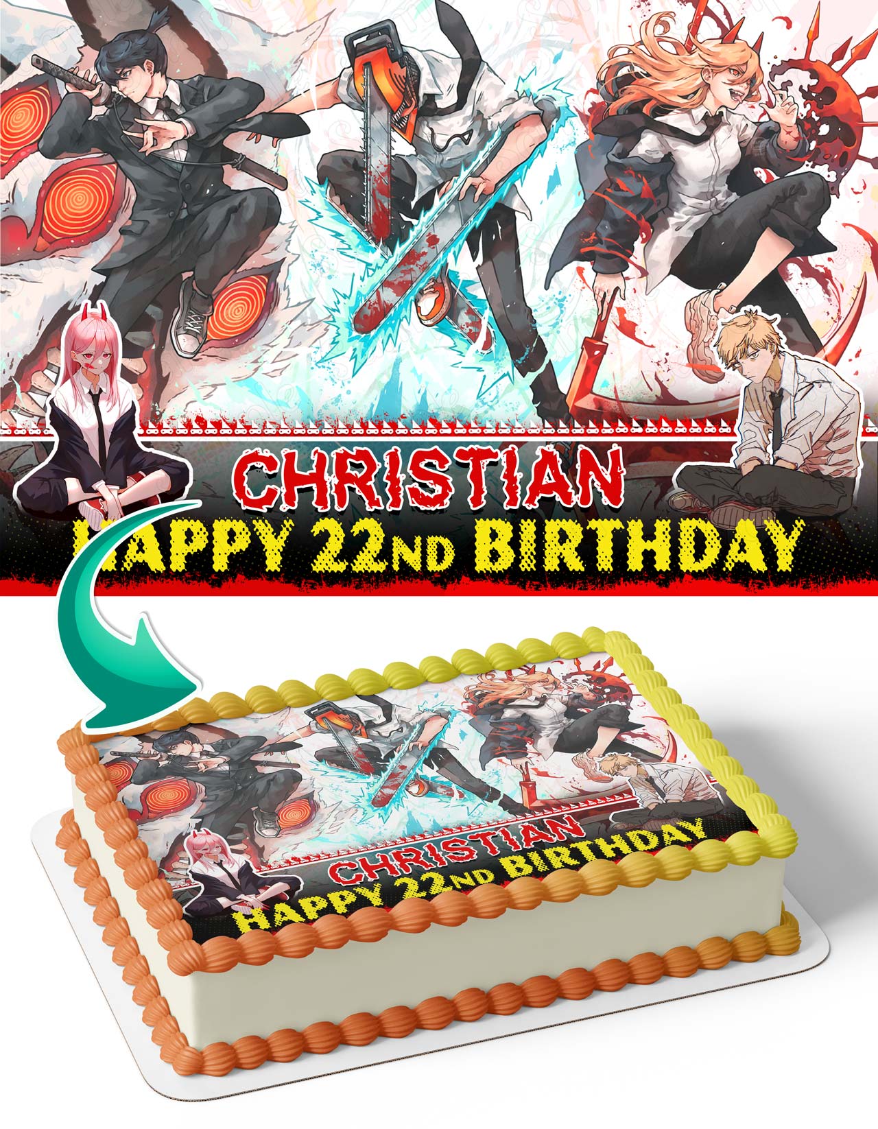 Chainsaw Man CH Edible Cake Topper