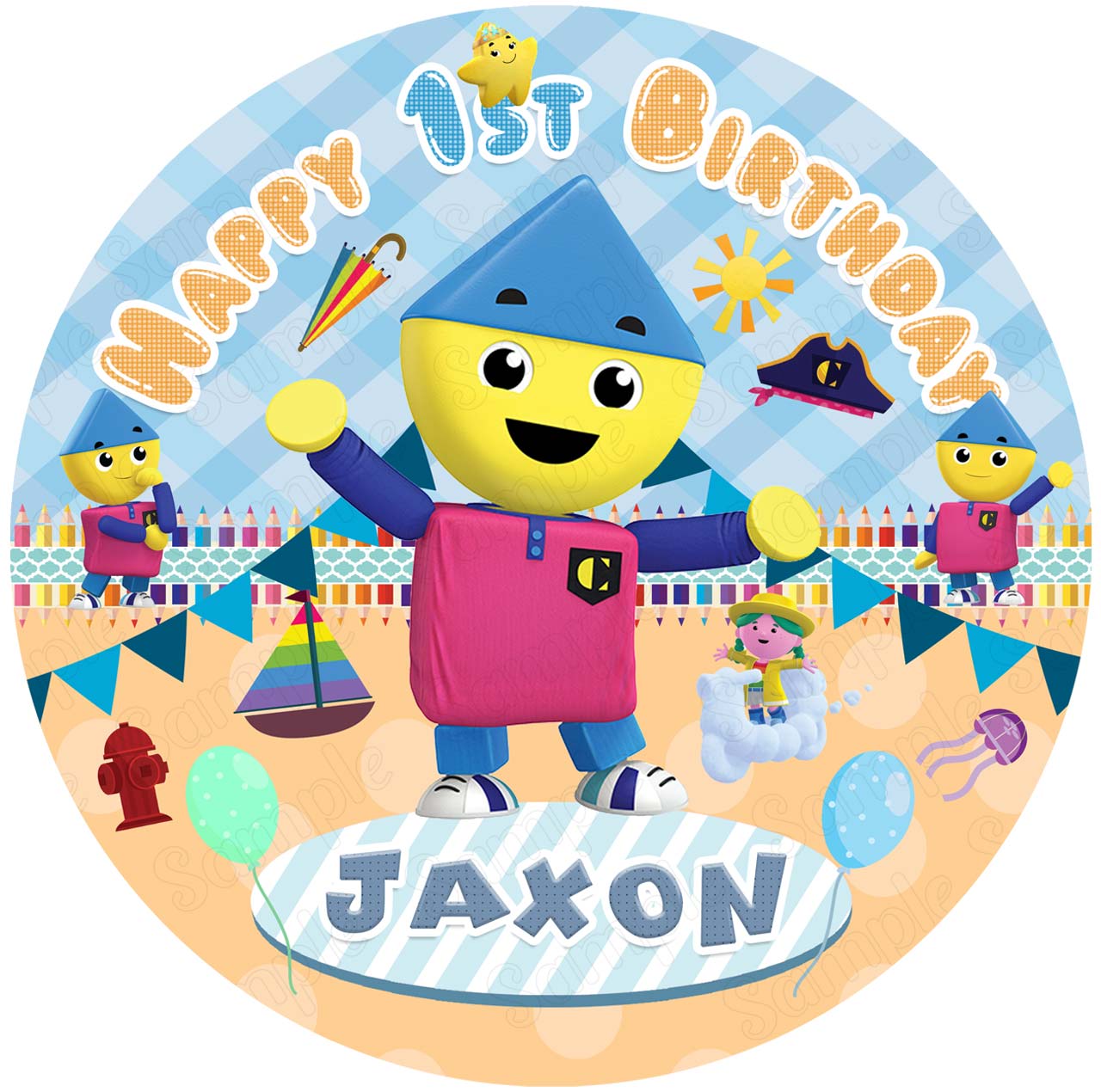 Charlie Colorform City Round Personalized Edible Cake Topper | Custom Icing Sheet | Birthday Cake Decoration