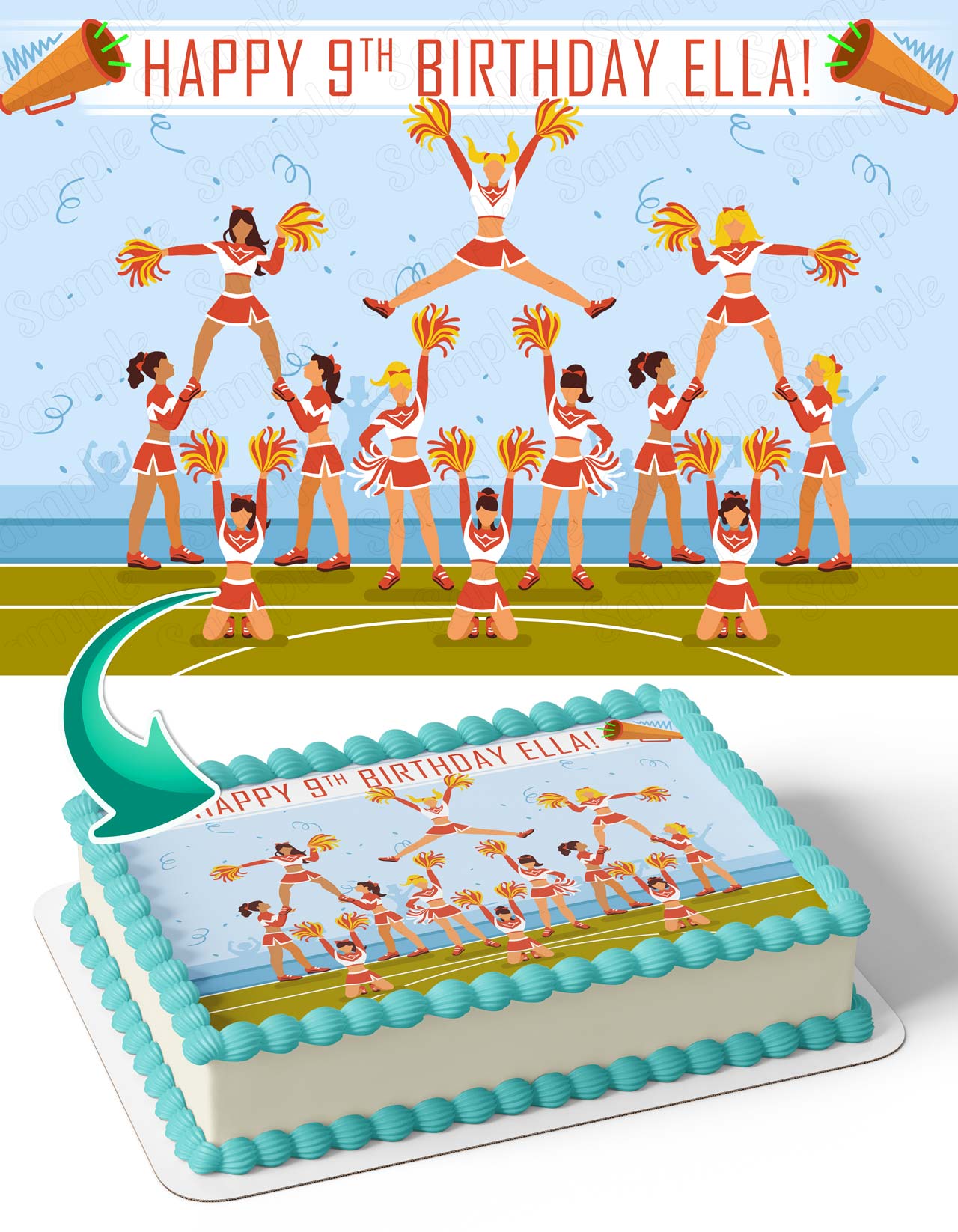 Cheerleader Cheerleading Team Edible Cake Topper