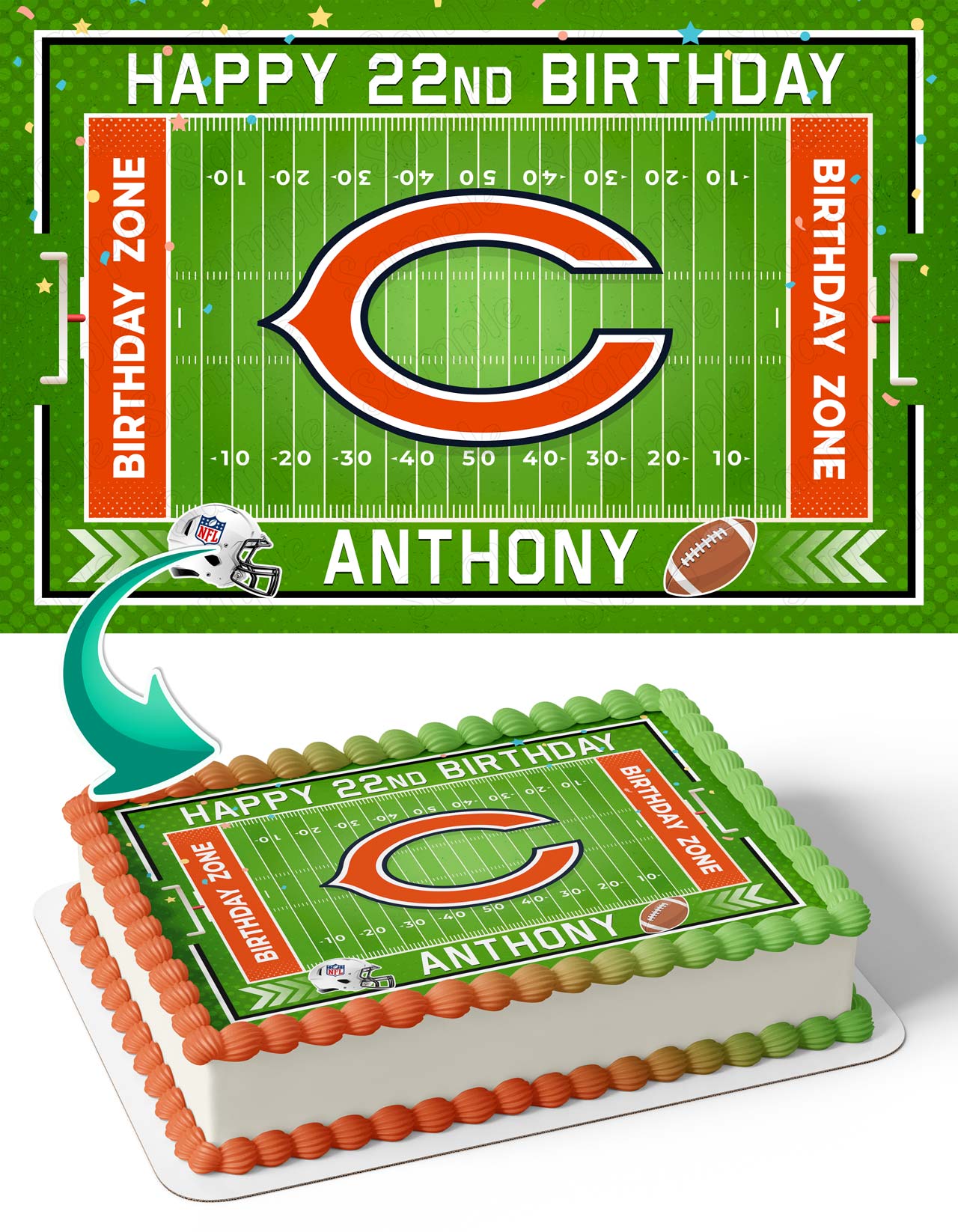 Chicago Bears Edible Cake Topper