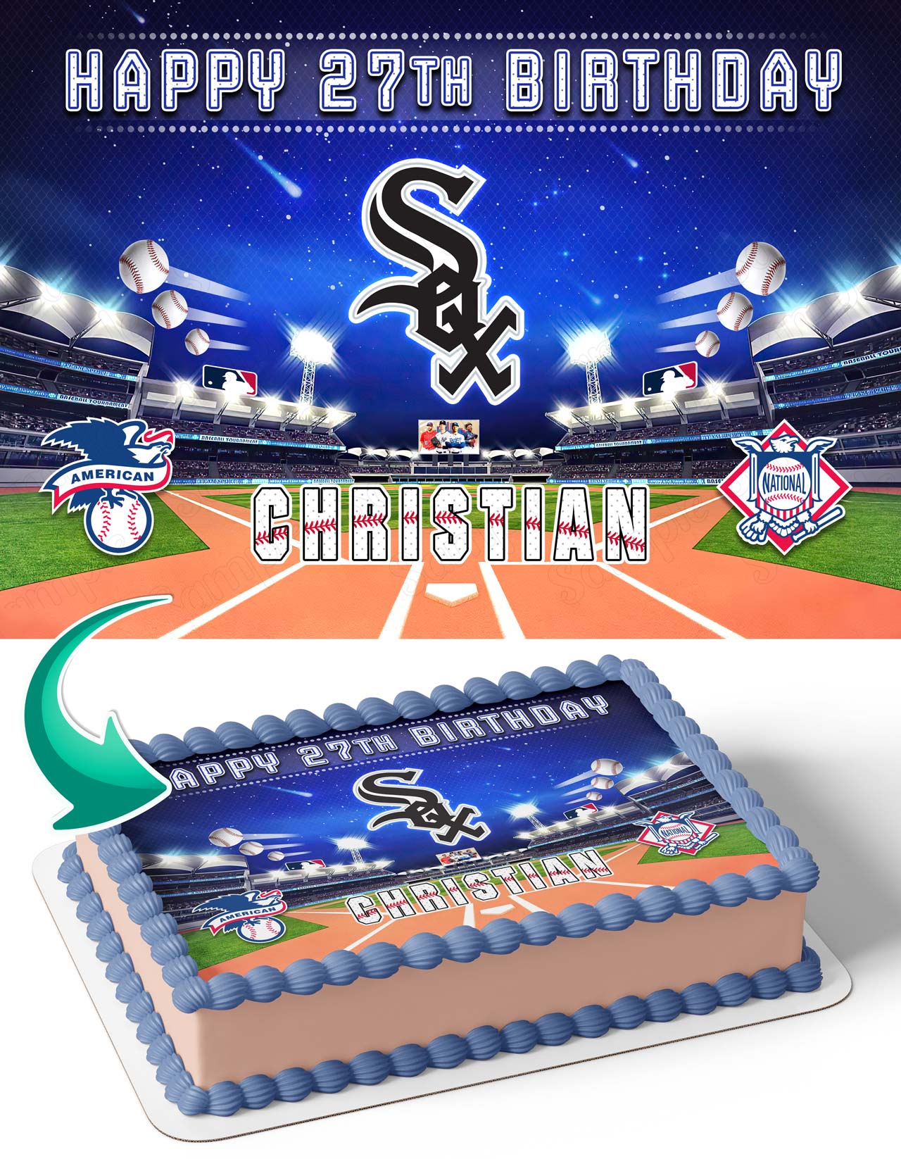 Chicago White Sox Baseball Edible Cake Topper
