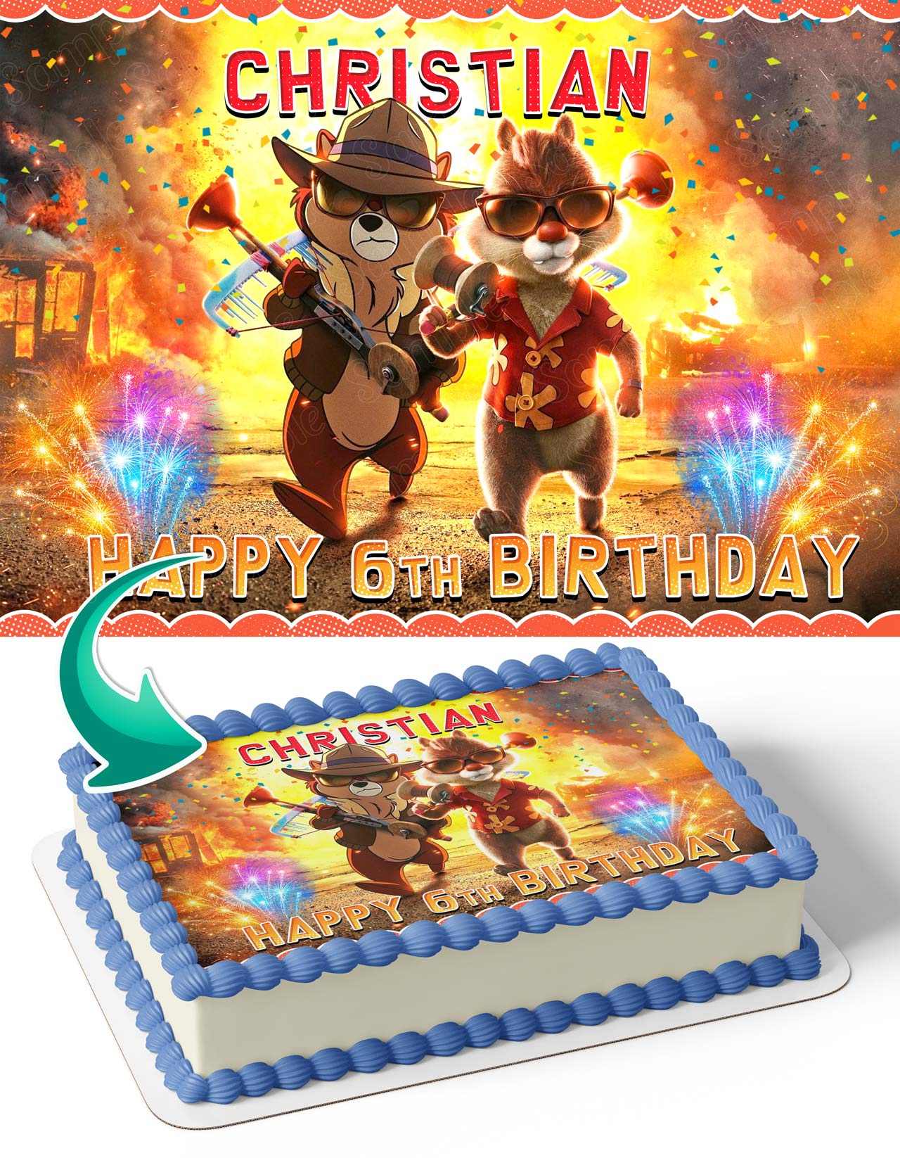 Chip and Dale Rescue Rangers CD Edible Cake Topper