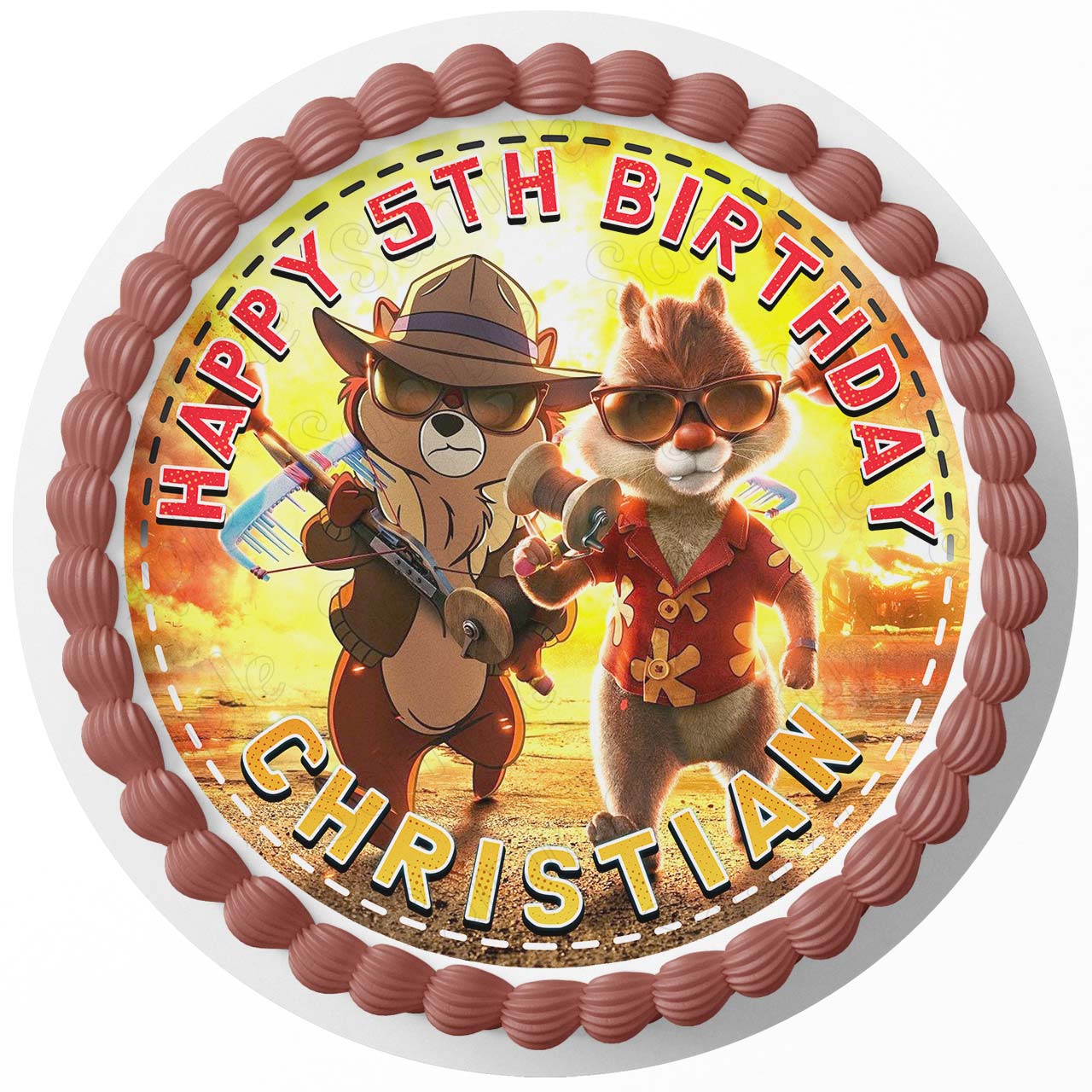 Rescue Rangers Chip Kids Fun Round – Icing Sheet Birthday - Personalized Edible Cake Topper | Custom Icing Sheet | Birthday Cake Decoration