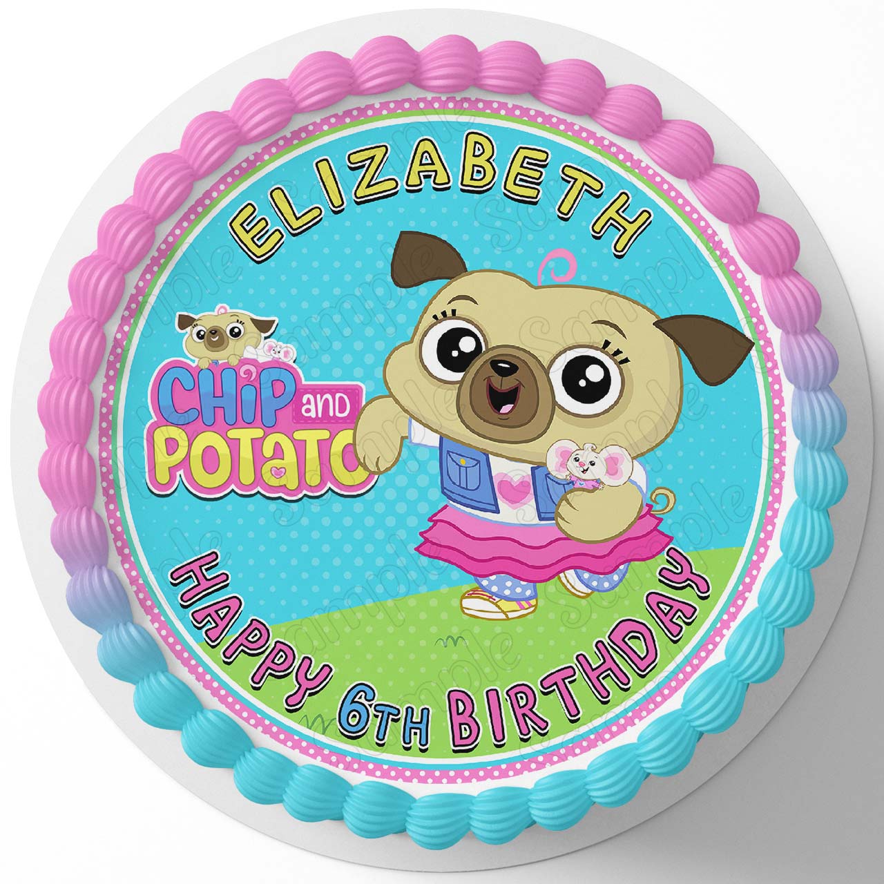 Chip and Patato Round – Icing Sheet Birthday - Personalized Edible Cake Topper | Custom Icing Sheet | Birthday Cake Decoration | Photo Cake Image