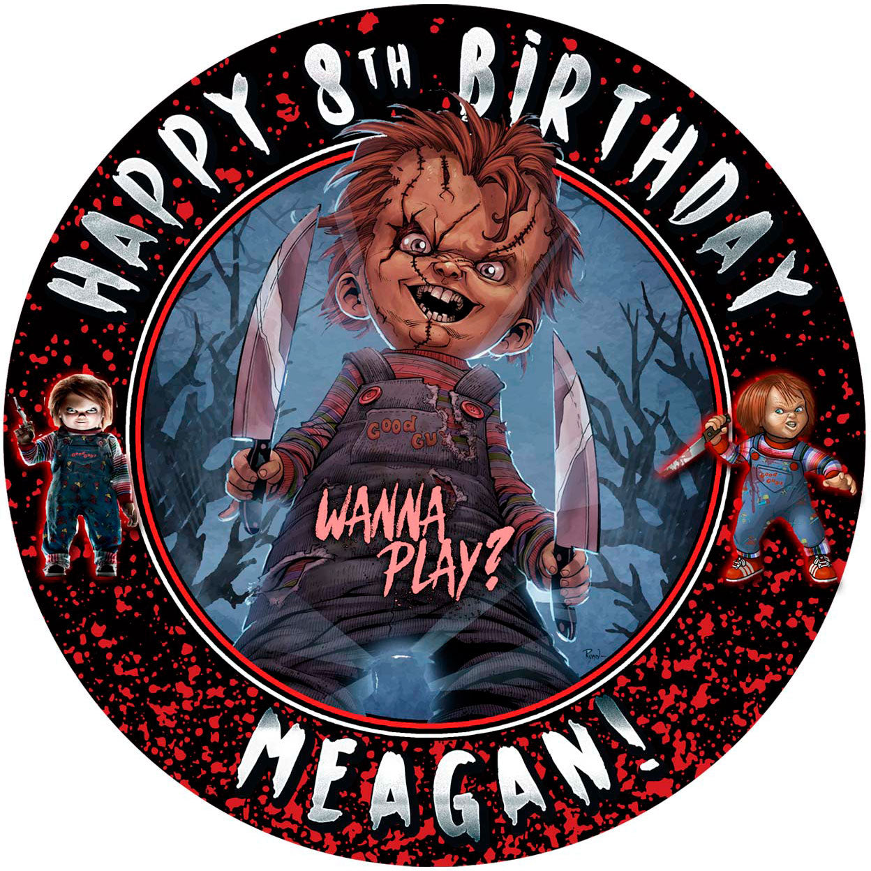 Chucky Round – Icing Sheet Birthday - Personalized Edible Cake Topper | Custom Icing Sheet | Birthday Cake Decoration | Photo Cake Image