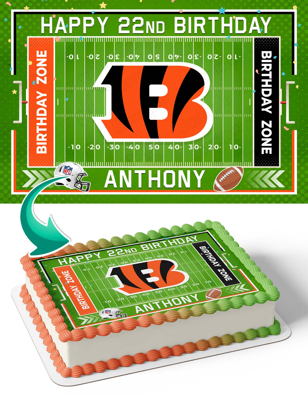 Cincinnati Bengals Edible Cake Topper