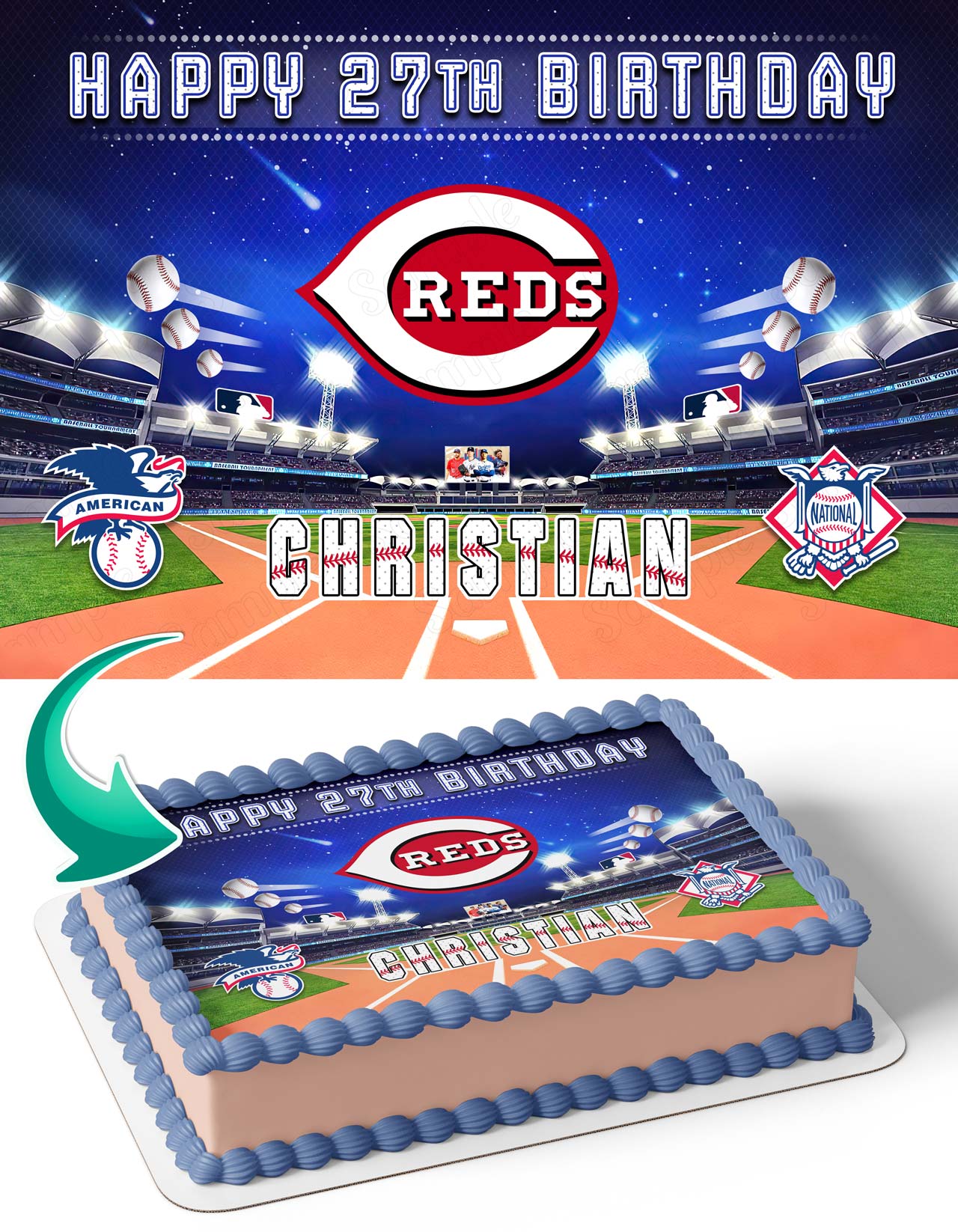Cincinnati Reds Baseball Edible Cake Topper
