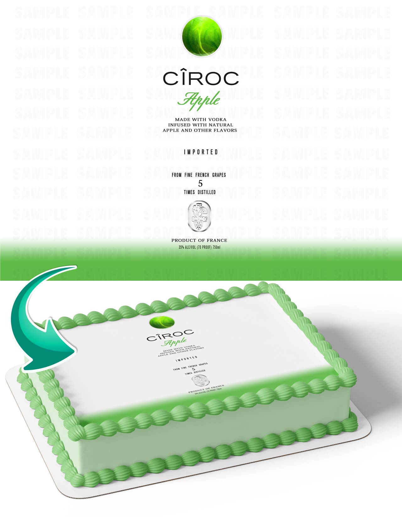 Ciroc Apple Vodka Edible Cake Topper