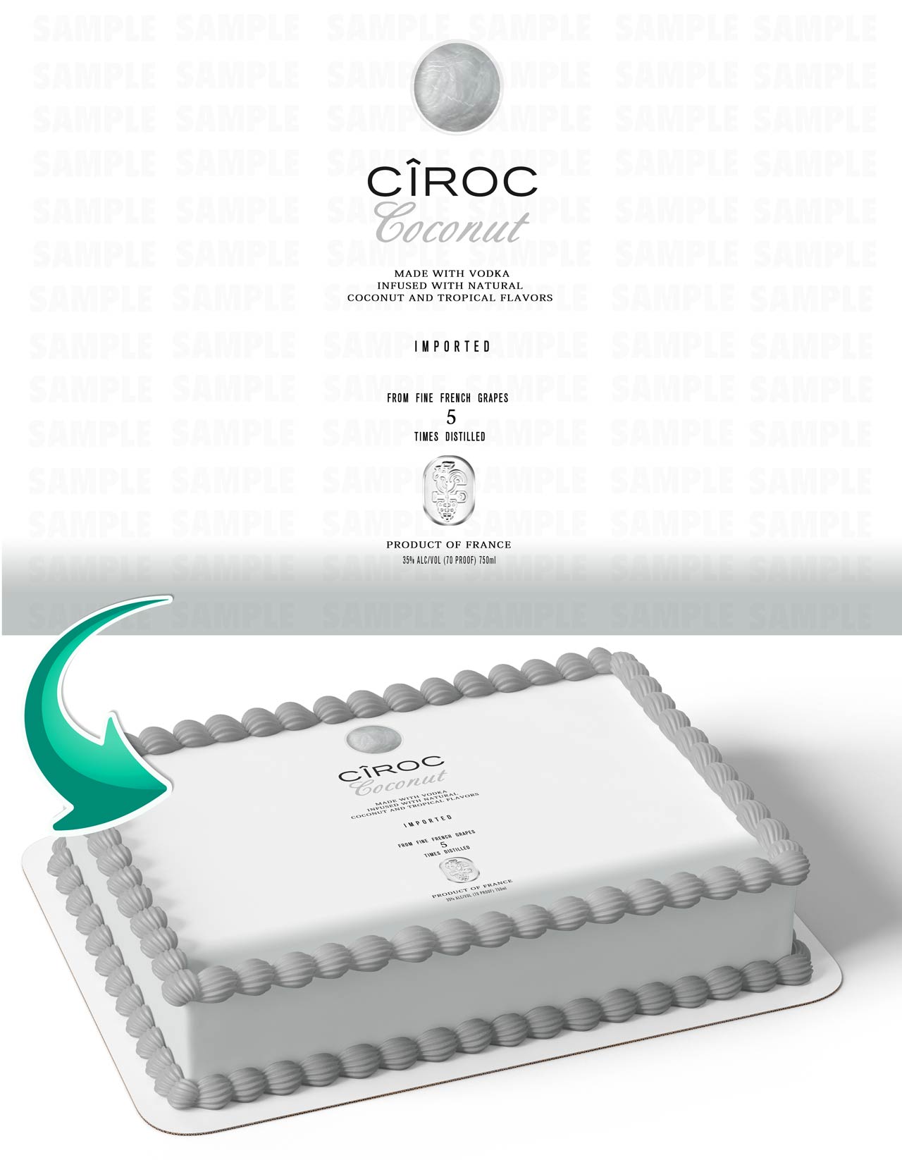 Ciroc Cononut Vodka Edible Cake Topper
