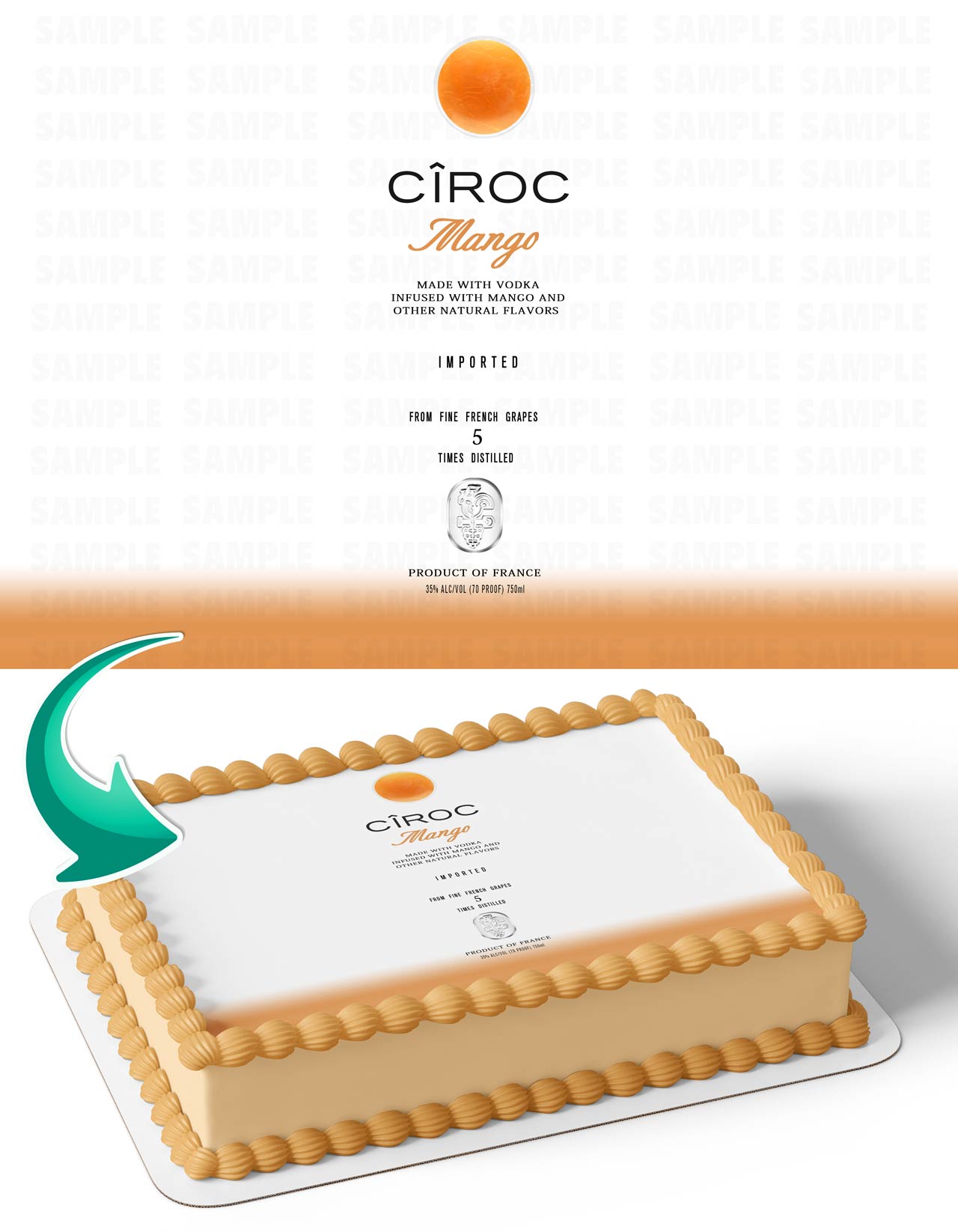 Ciroc Mango Vodka Edible Cake Topper