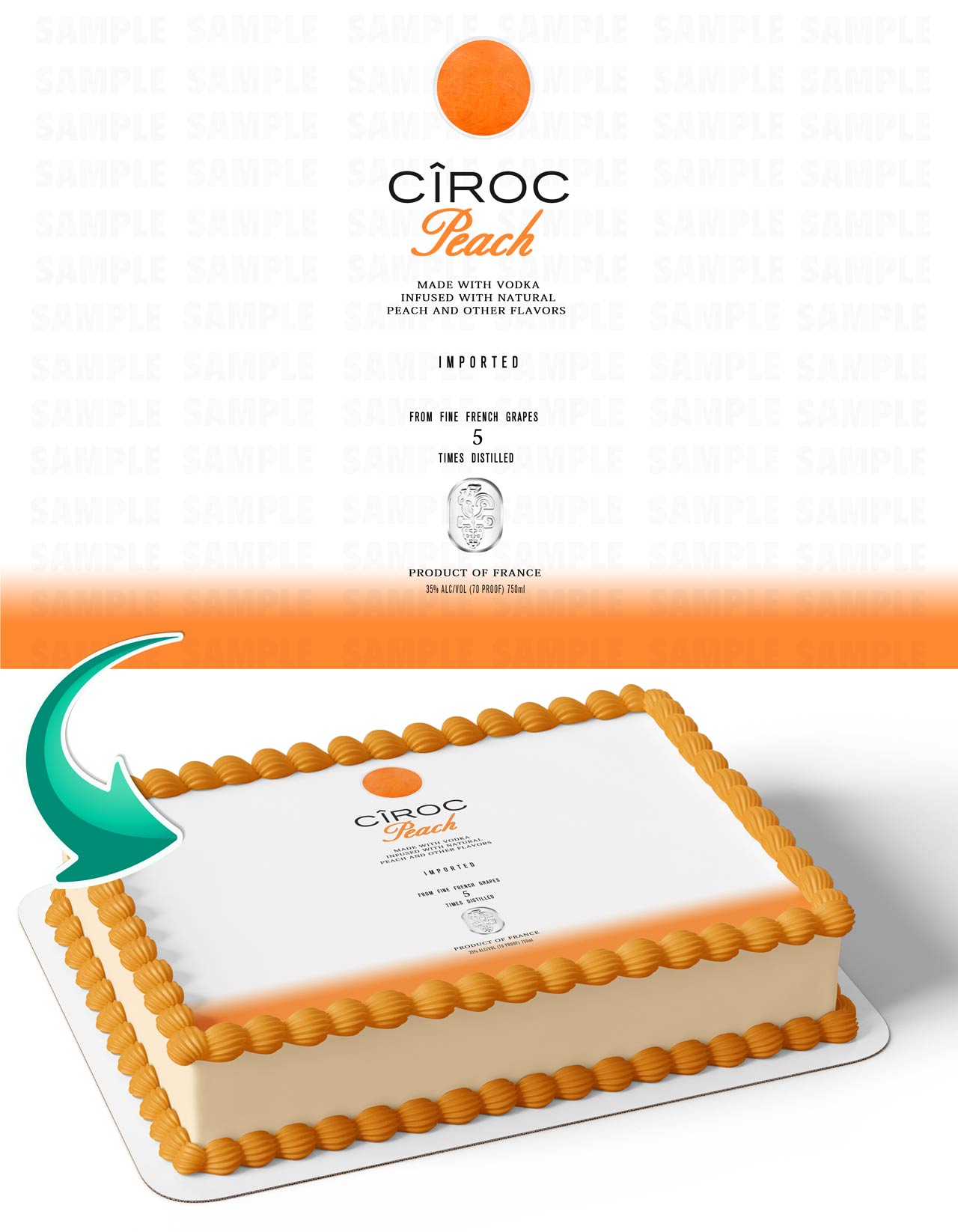Ciroc Peach Vodka Edible Cake Topper