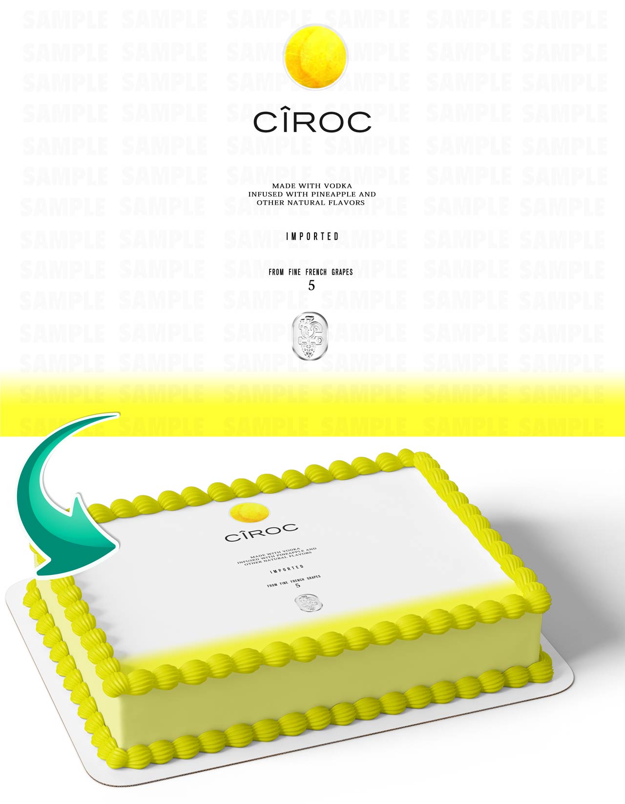 Ciroc Pineapple Vodka Edible Cake Topper