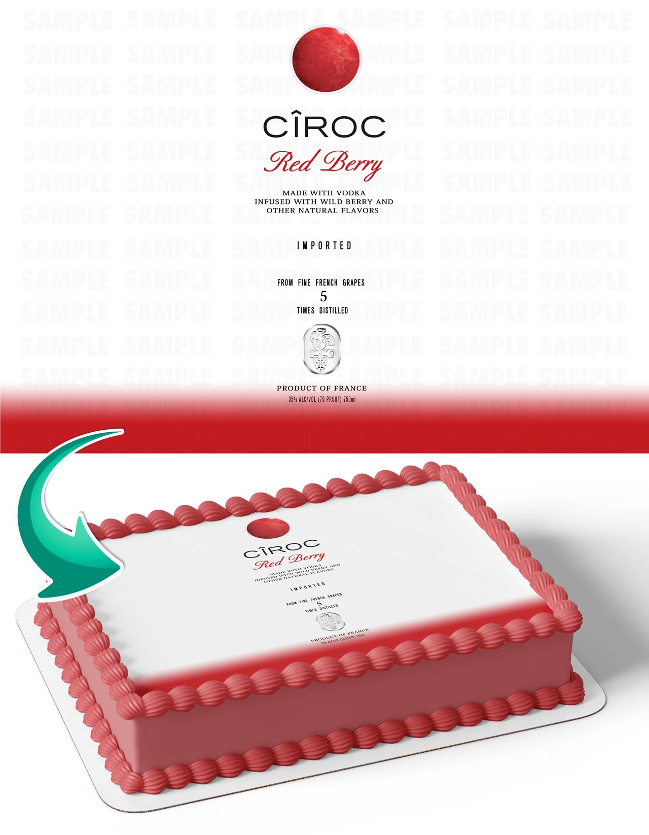 Ciroc Red Berry Vodka Edible Cake Topper