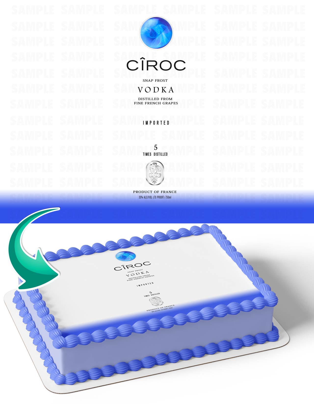 Ciroc Snap Frost Vodka Edible Cake Topper