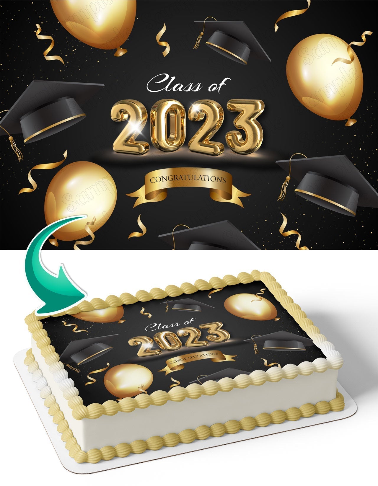 Class Of Themed Gold BK Edible Cake Topper