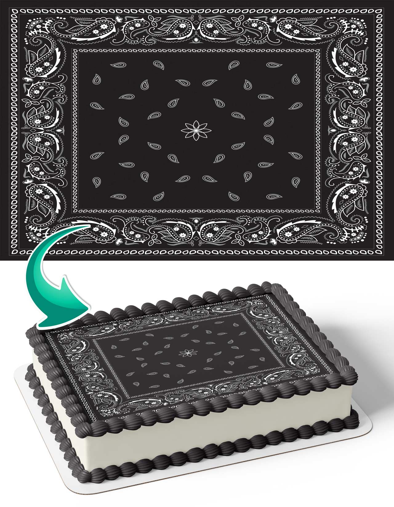 Classic Bandana Black Edible Cake Topper