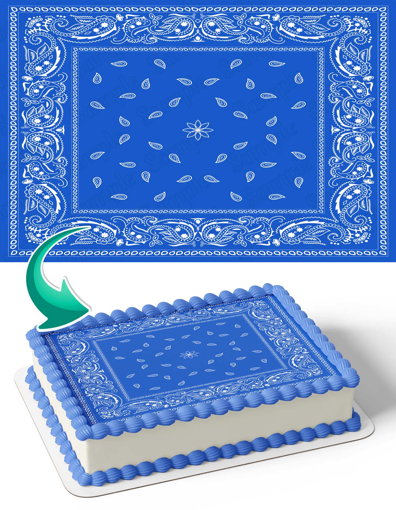 Classic Bandana Blue Edible Cake Topper