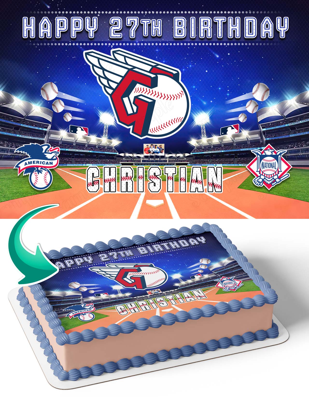 Cleveland Guardians Baseball Edible Cake Topper