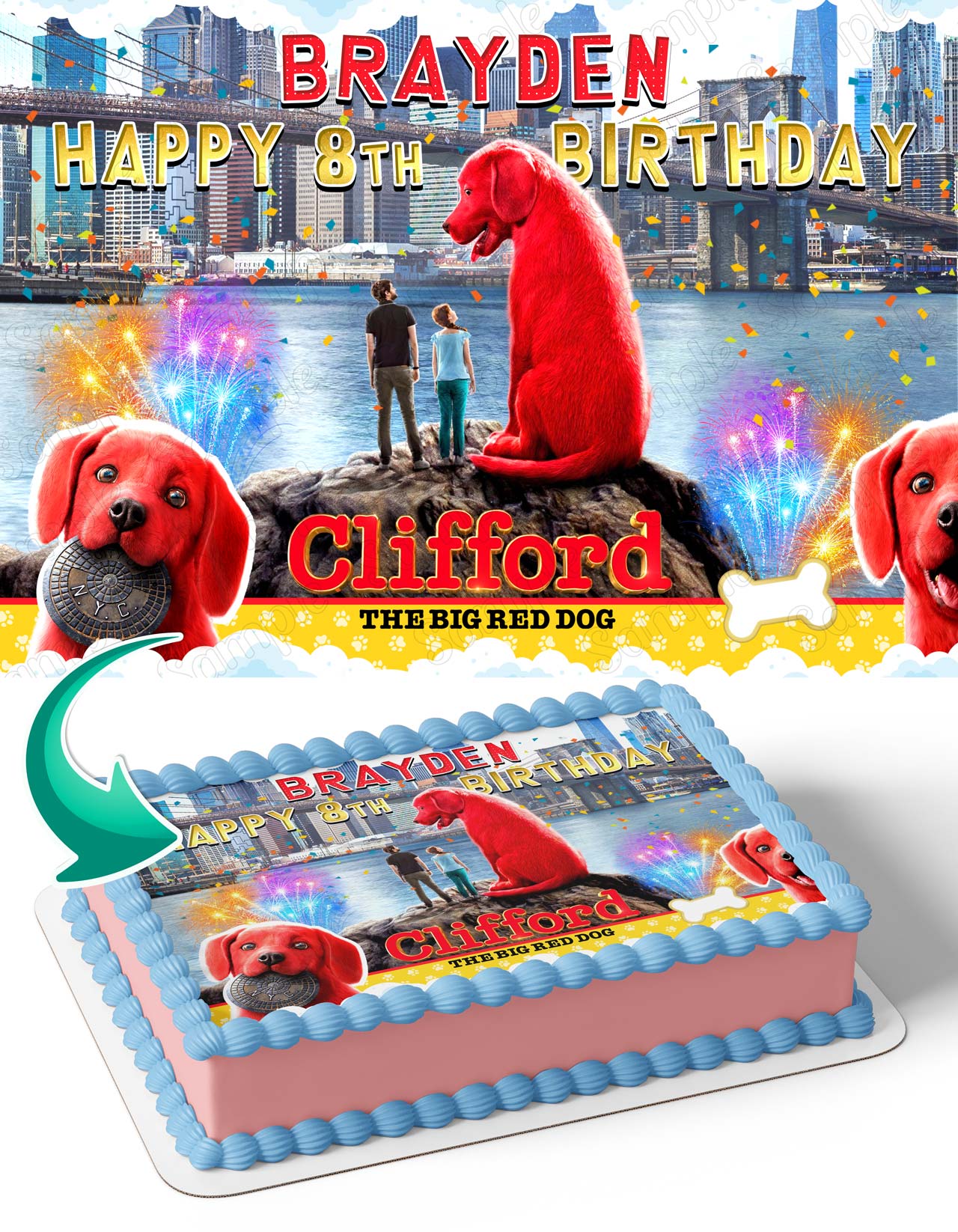 Clifford the Big Red Dog Movie Edible Cake Topper