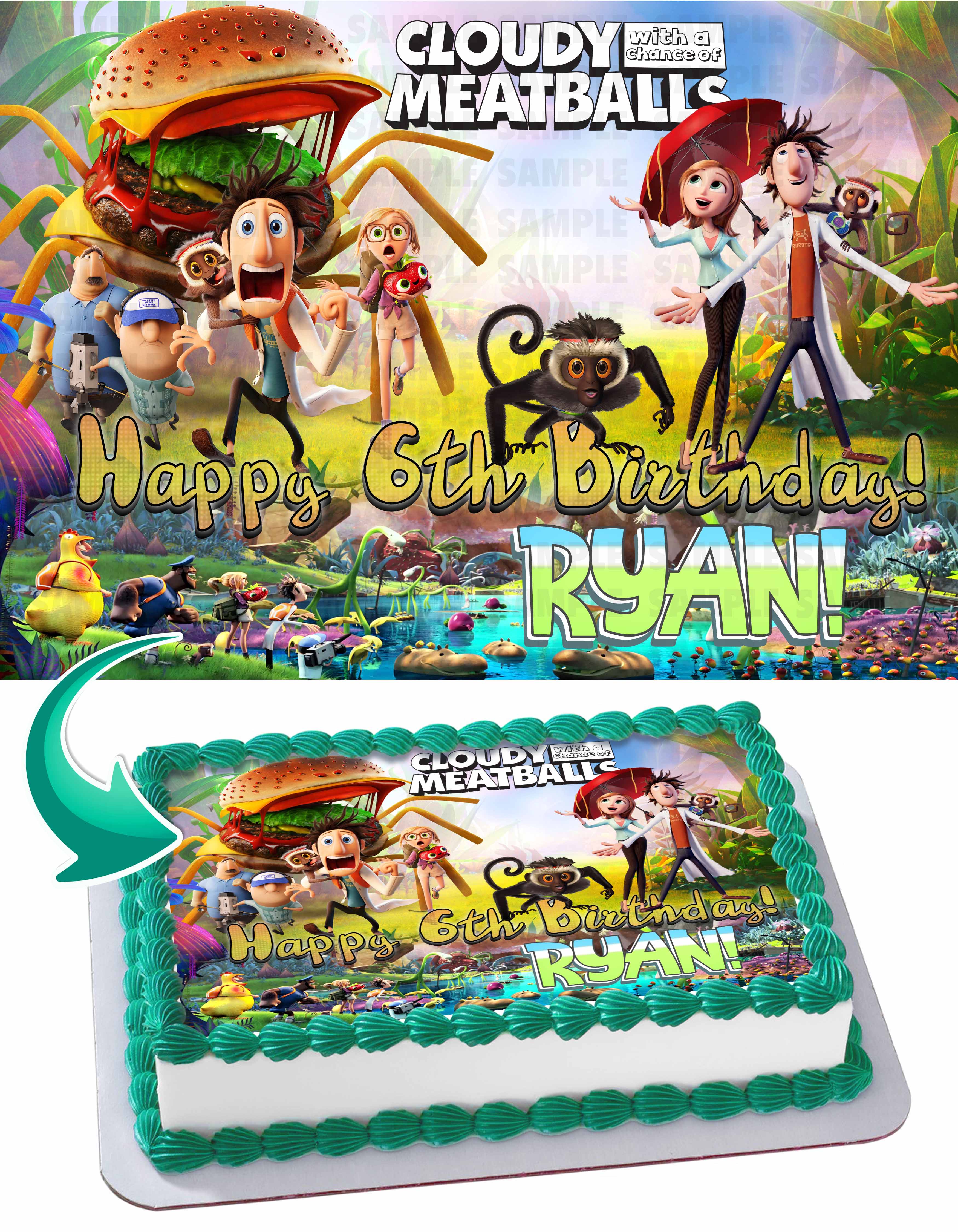 Cloudy With A Chance of Meatballs Edible Cake Topper