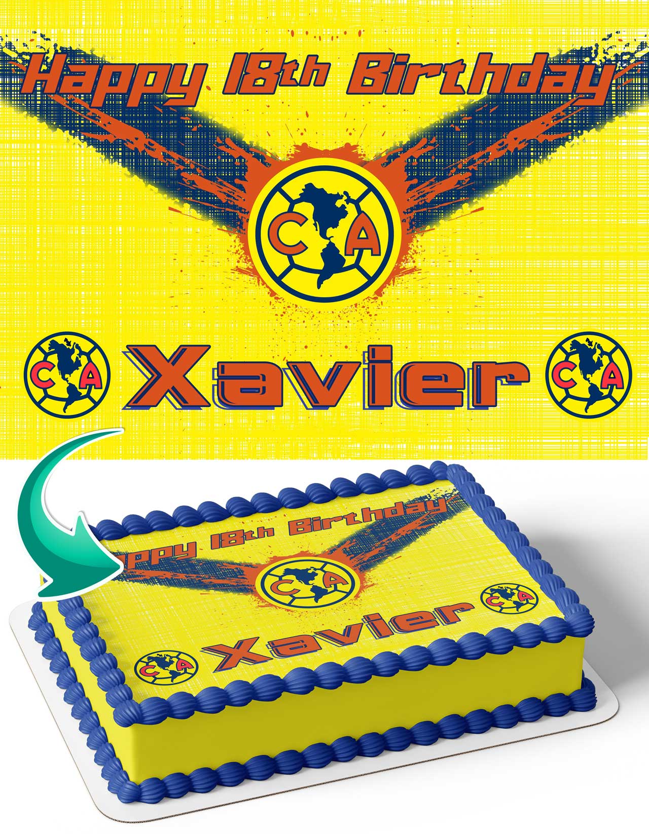 Club America Aguilas Edible Cake Topper