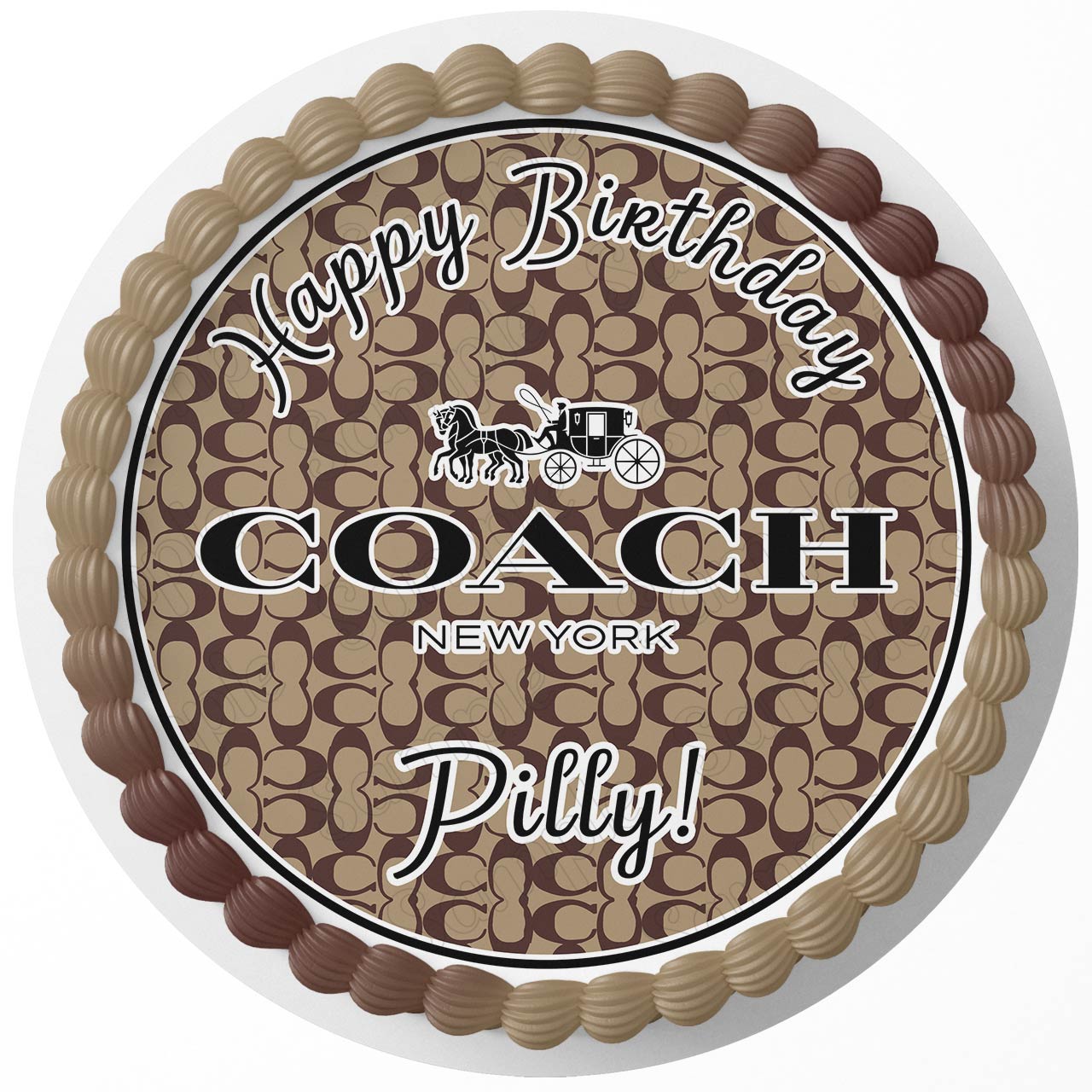 Fashion Brand Luxury Girls Wrap Deco Round – Icing Sheet Birthday - Personalized Edible Cake Topper | Custom Icing Sheet | Birthday Cake Decoration