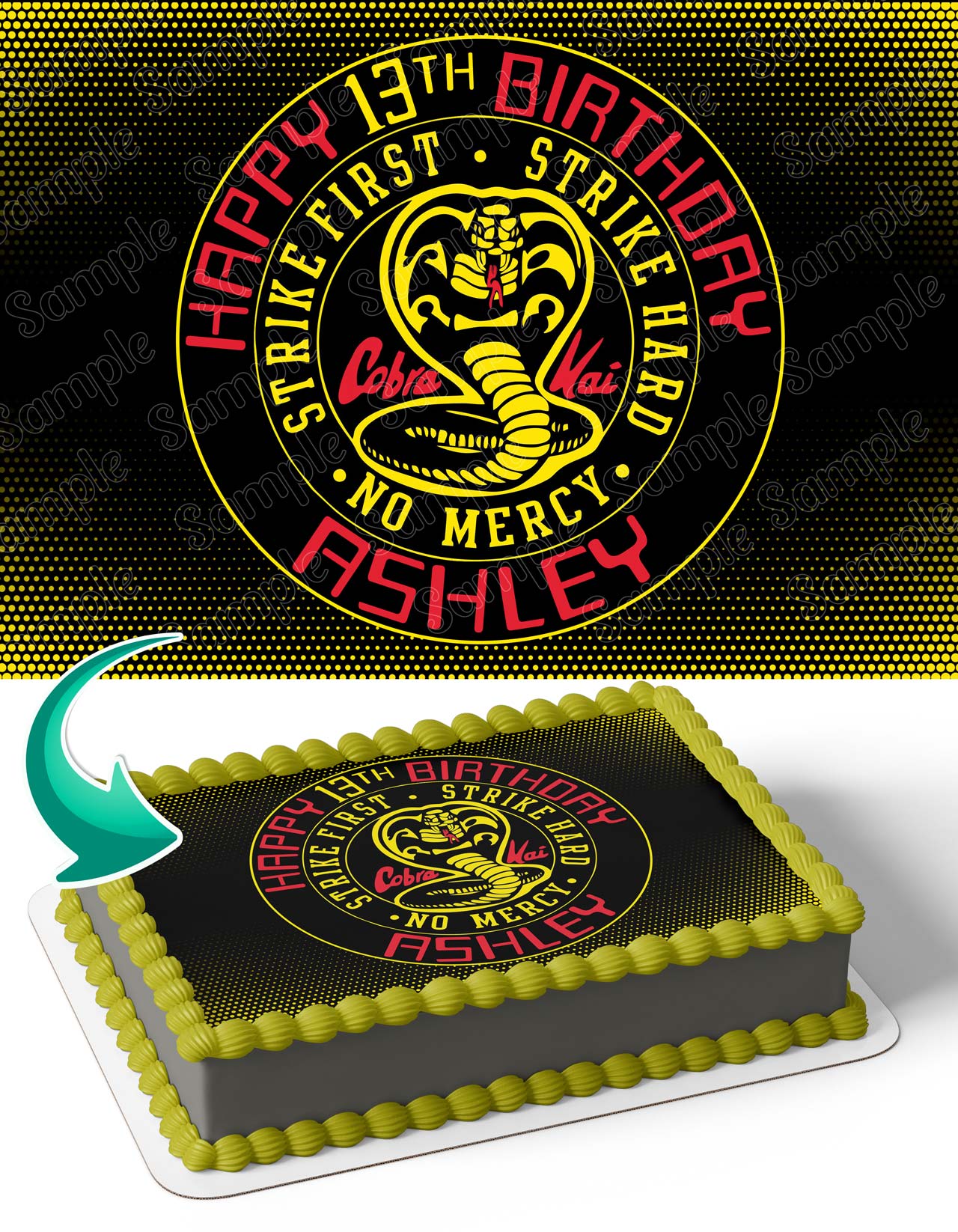 Cobra Kai Karate No Mercy Edible Cake Topper