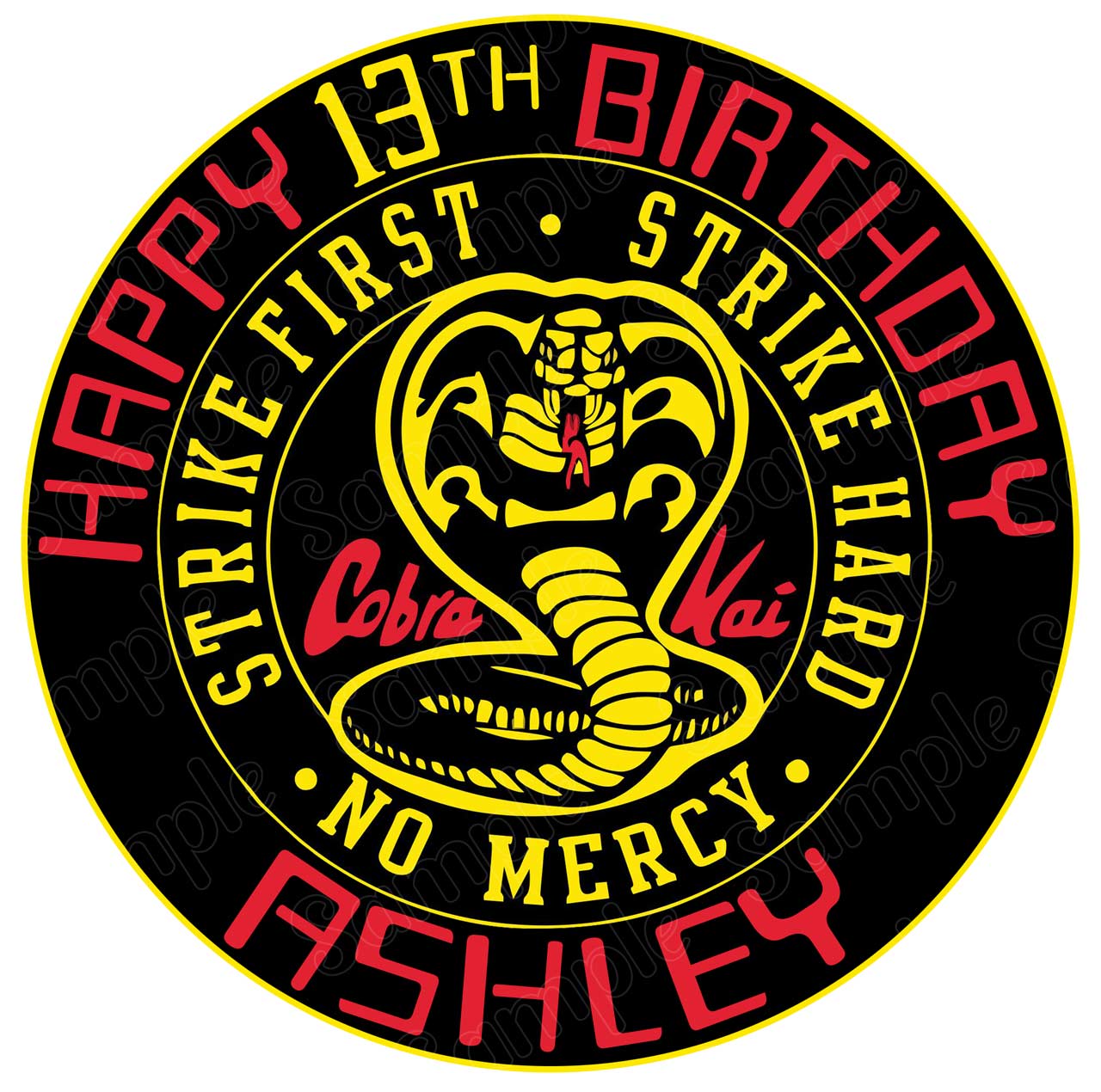 Cobra Kai Karate No Mercy Round – Icing Sheet Birthday - Personalized Edible Cake Topper | Custom Icing Sheet | Birthday Cake Decoration