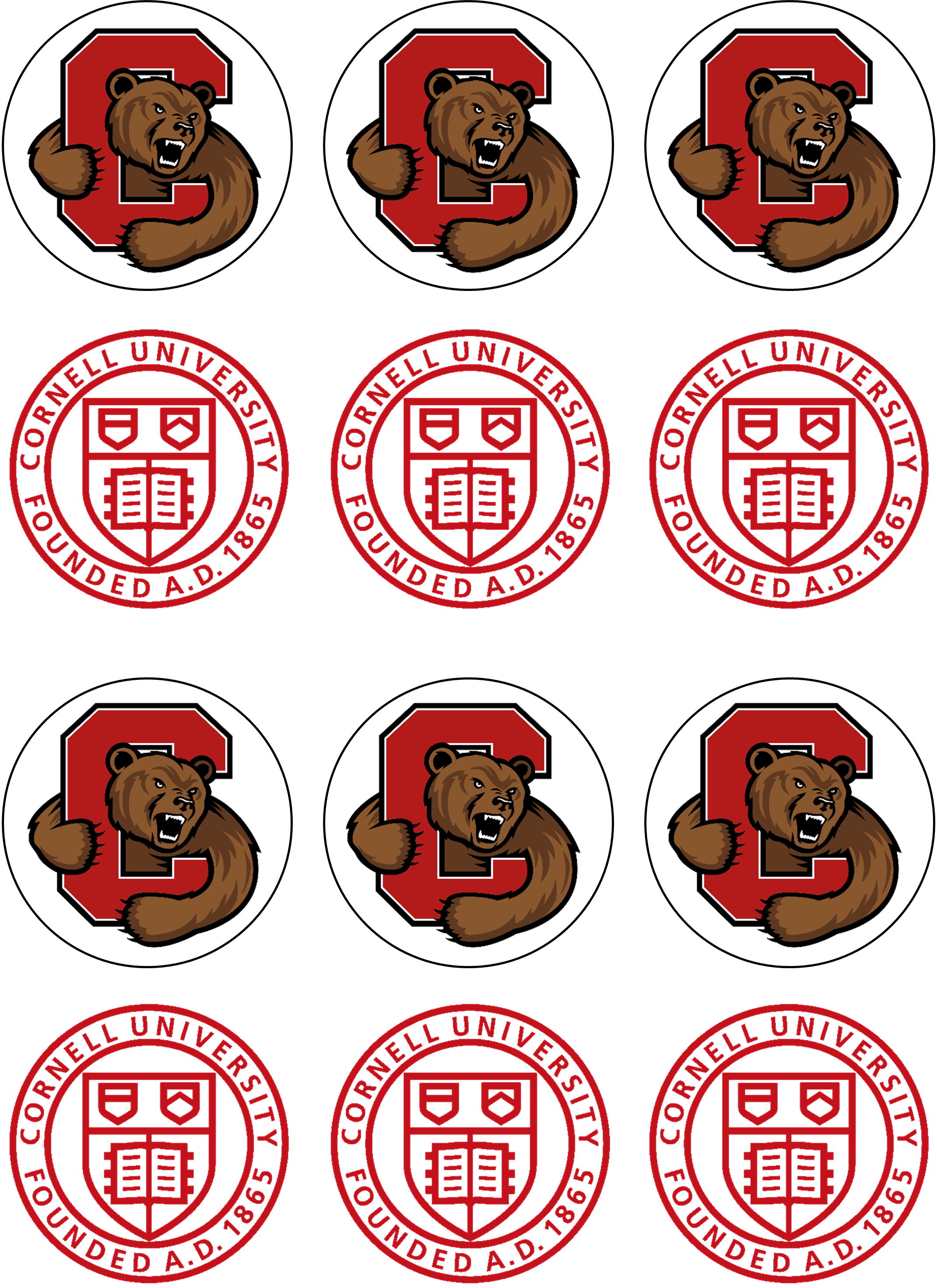 Cornell University Edible Cupcake Toppers – Round Icing Sheet Bir - Edible Cake Topper | Icing Sheet | Birthday Cake Decoration