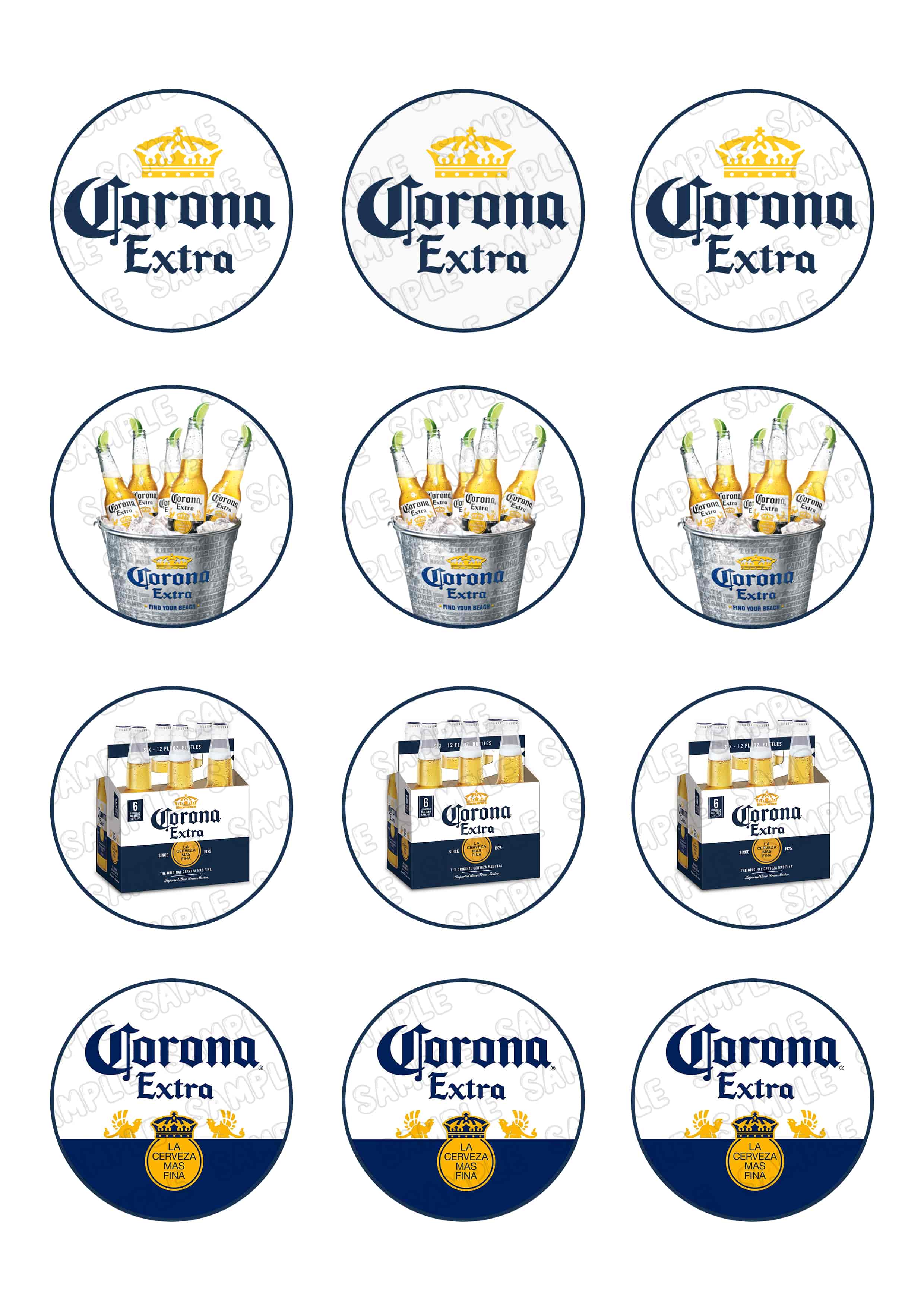 Corona Beer Edible Cupcake Toppers – Round Icing Sheet Birthday P - Edible Cake Topper | Icing Sheet | Birthday Cake Decoration